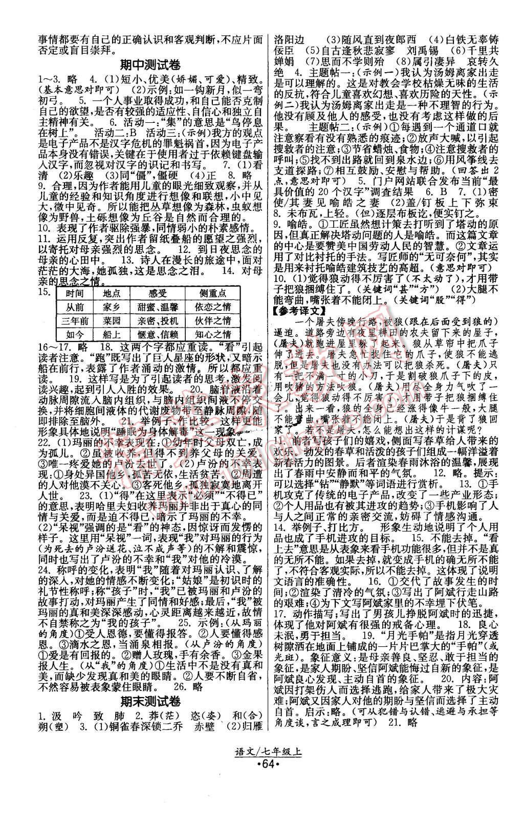 2015年课时提优计划作业本七年级语文上册国标苏教版 第12页