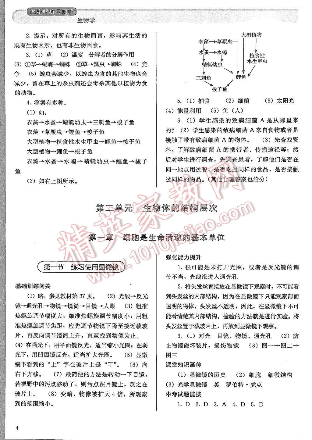 2015年人教金學(xué)典同步解析與測(cè)評(píng)七年級(jí)生物學(xué)上冊(cè)人教版 第4頁