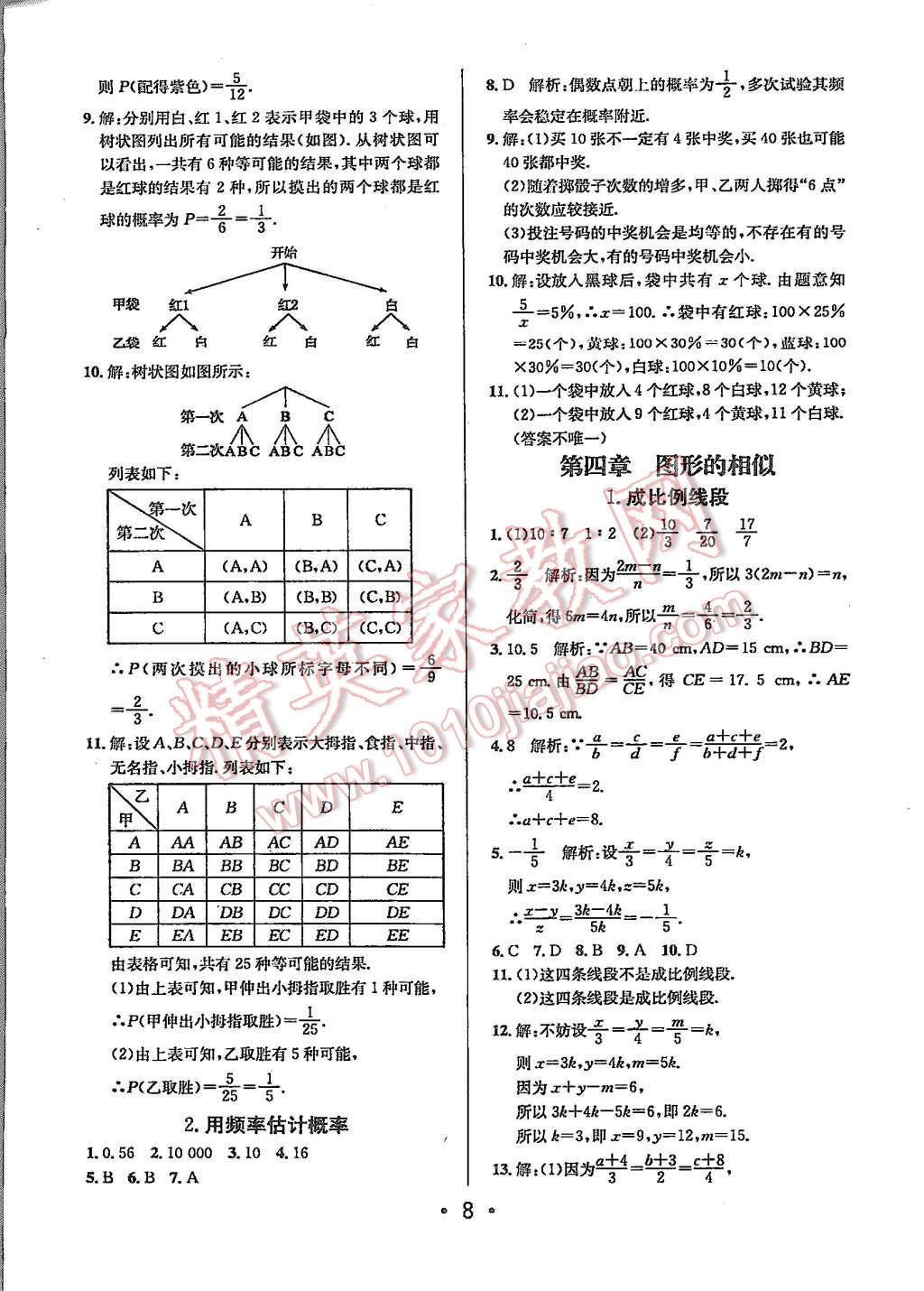 2015年99加1活页卷九年级数学上册北师大版 第8页