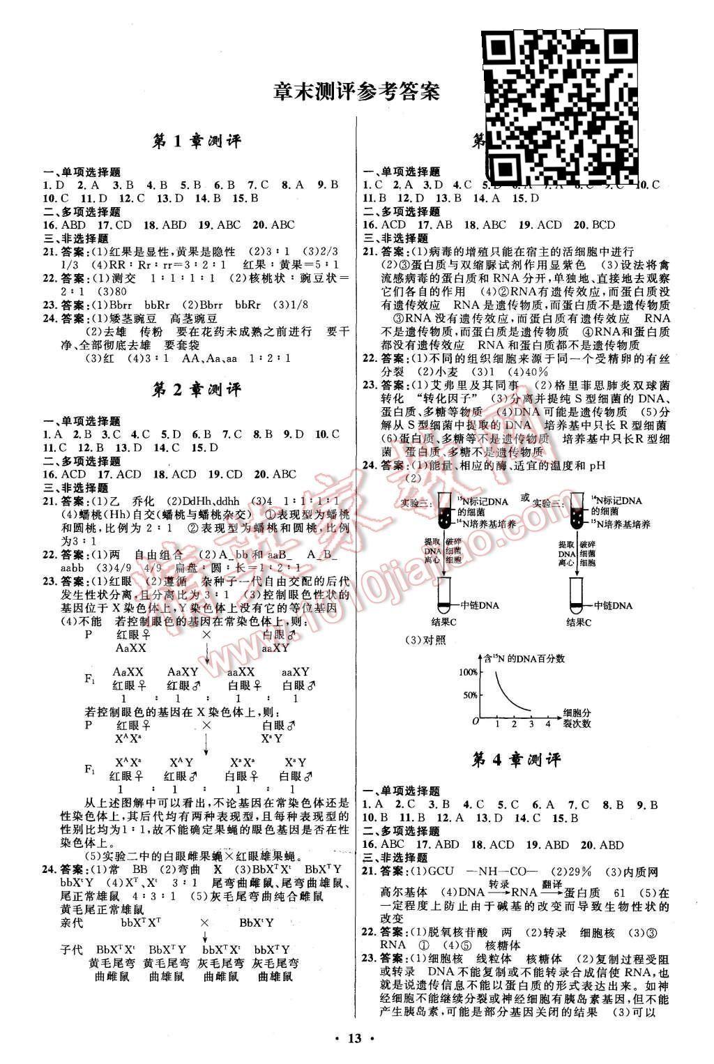 2015年新課程自主學(xué)習(xí)與測(cè)評(píng)高中生物必修2人教版 第13頁(yè)