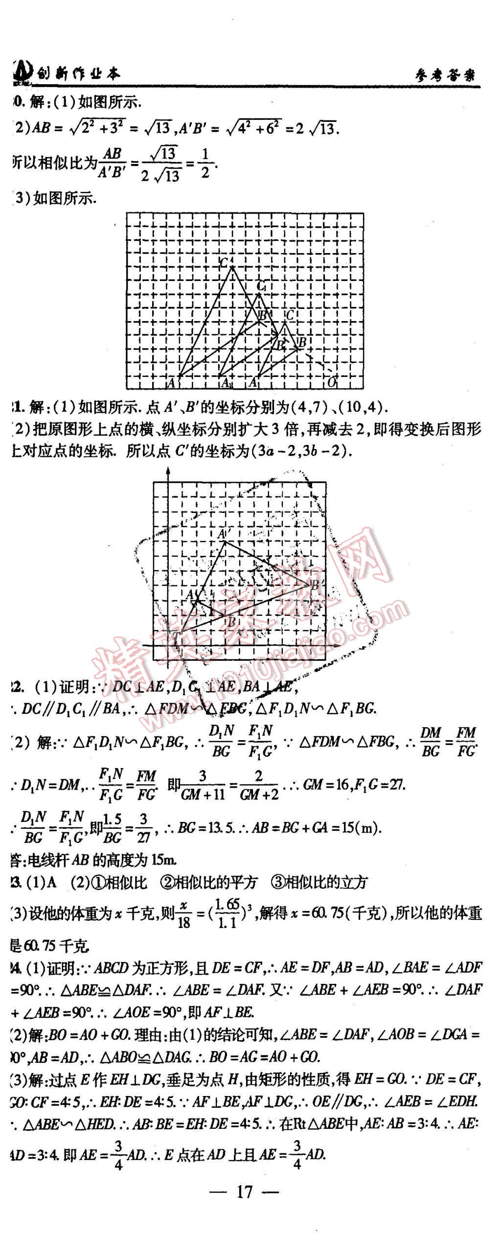 2015年创新课堂创新作业本九年级数学上册北师大版 第17页