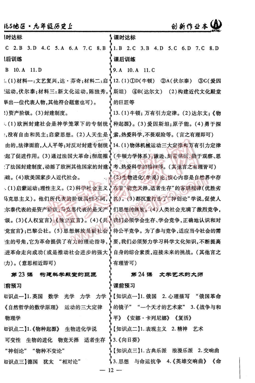 2015年創(chuàng)新課堂創(chuàng)新作業(yè)本九年級(jí)歷史上冊(cè)北師大版 第12頁(yè)