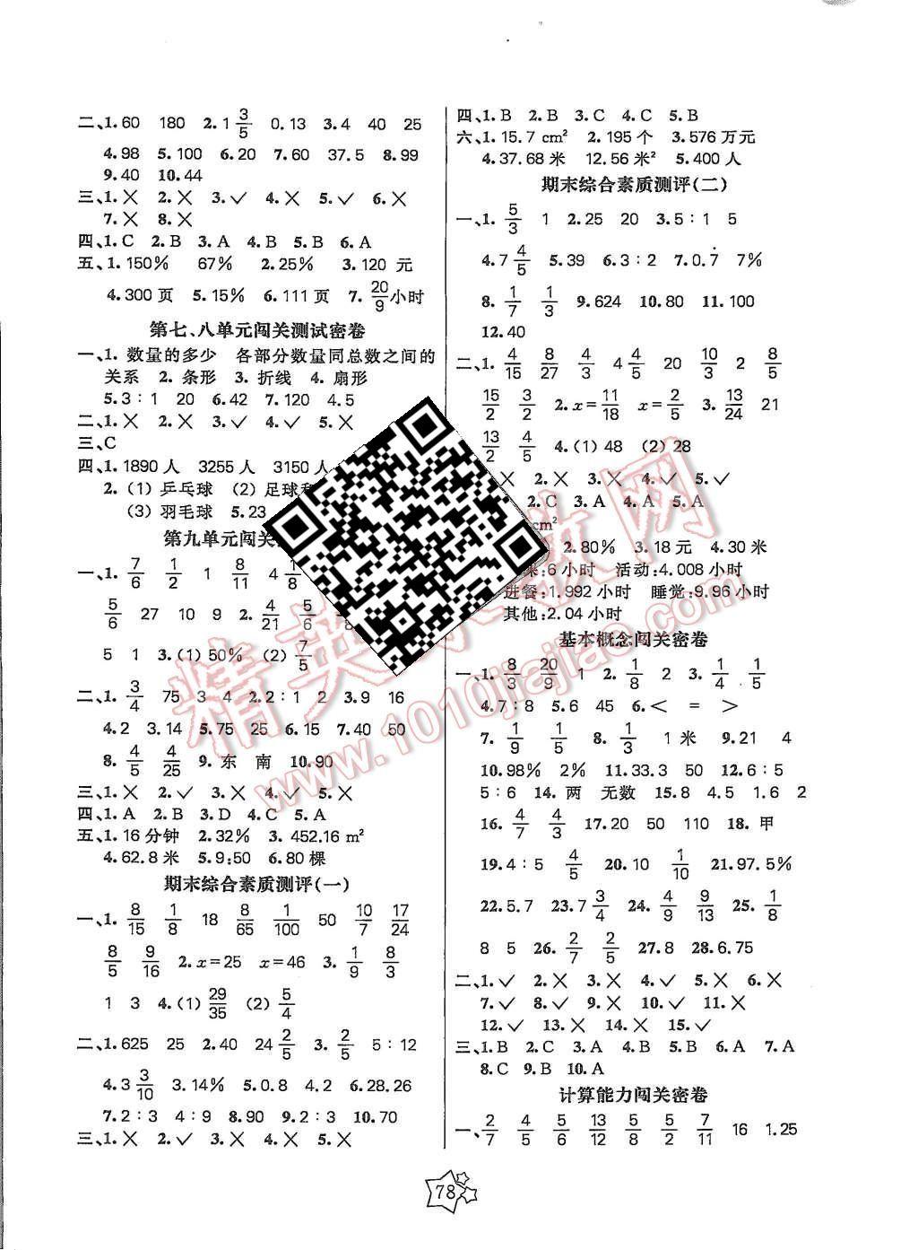 2015年100分闯关期末冲刺六年级数学上册人教版 第2页