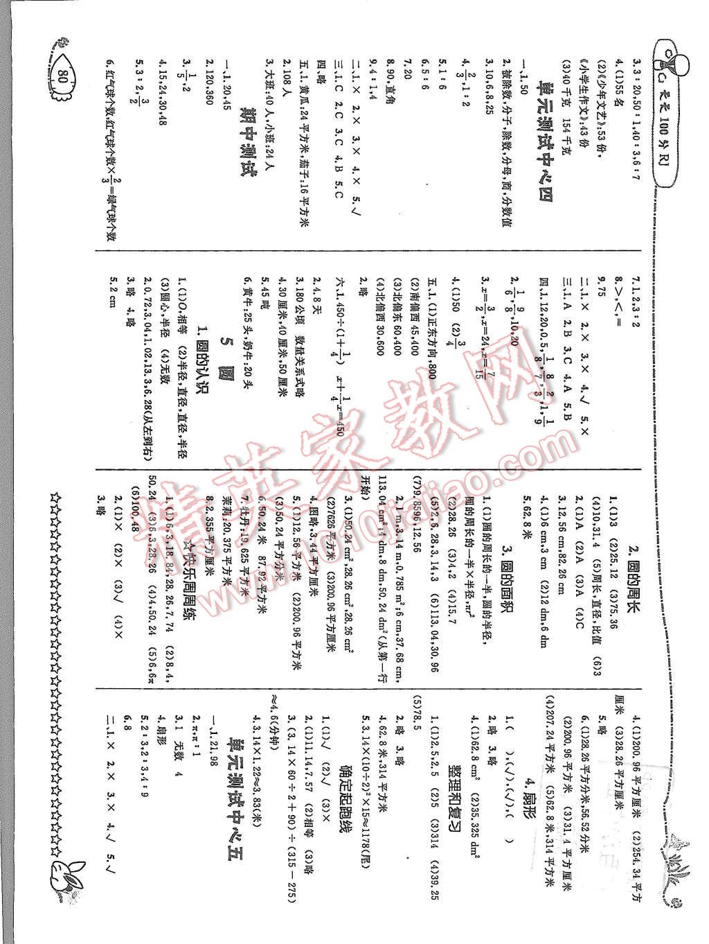 2015年天天100分優(yōu)化作業(yè)本六年級(jí)數(shù)學(xué)上冊(cè)人教版 第4頁(yè)