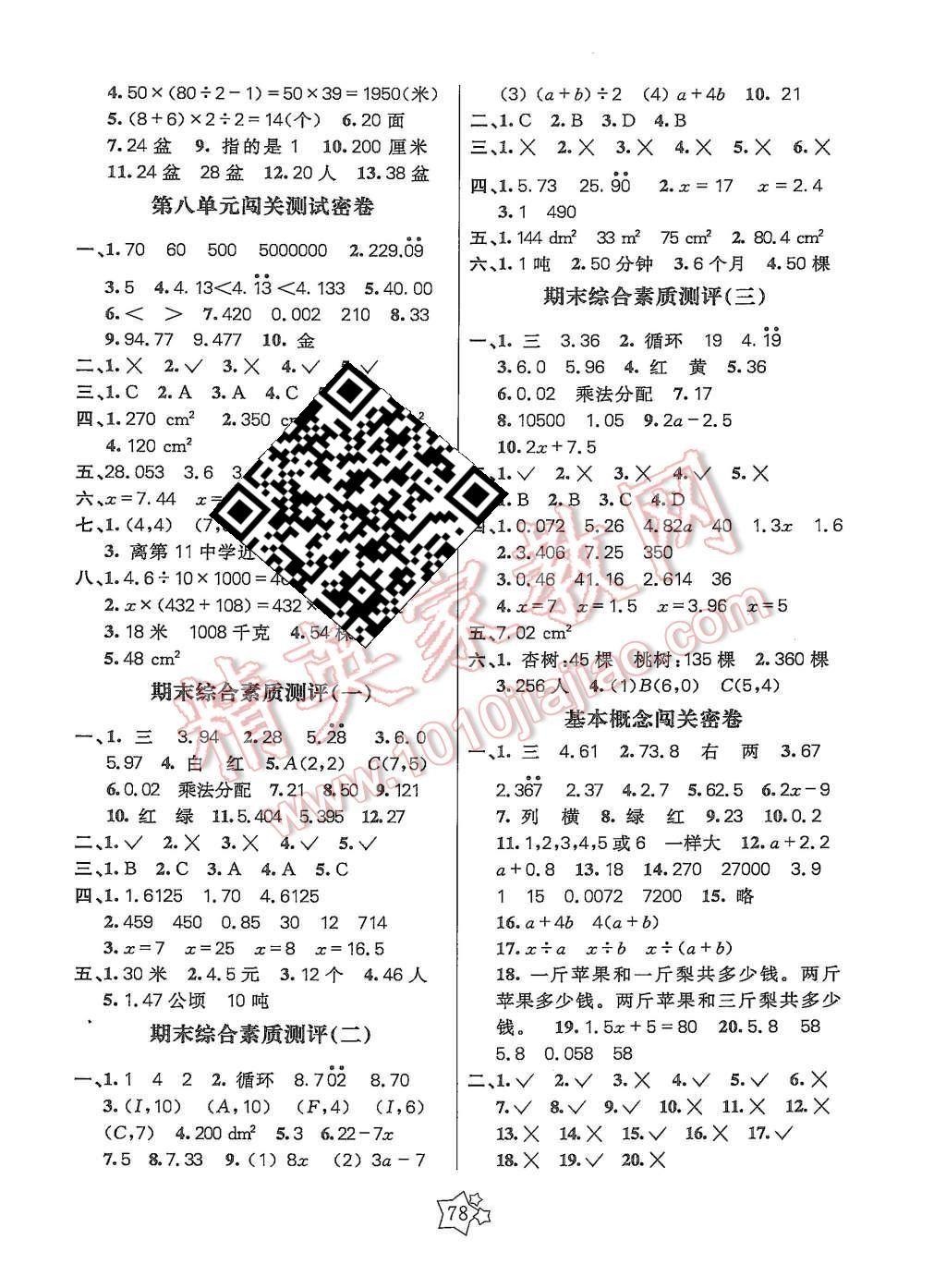 2015年100分闖關(guān)期末沖刺五年級數(shù)學(xué)上冊人教版 第2頁