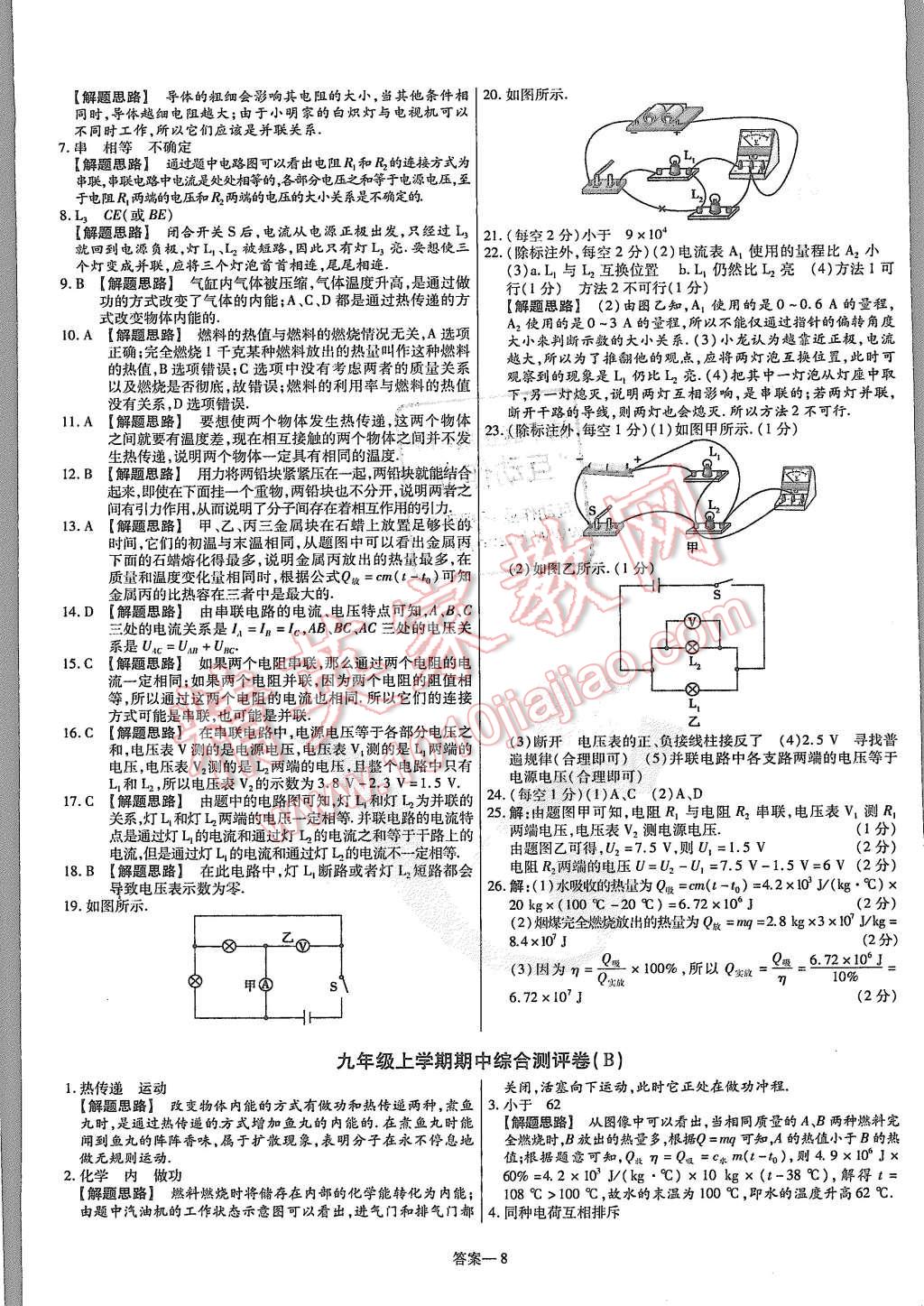 2015年金考卷活頁題選九年級物理全一冊人教版 第8頁