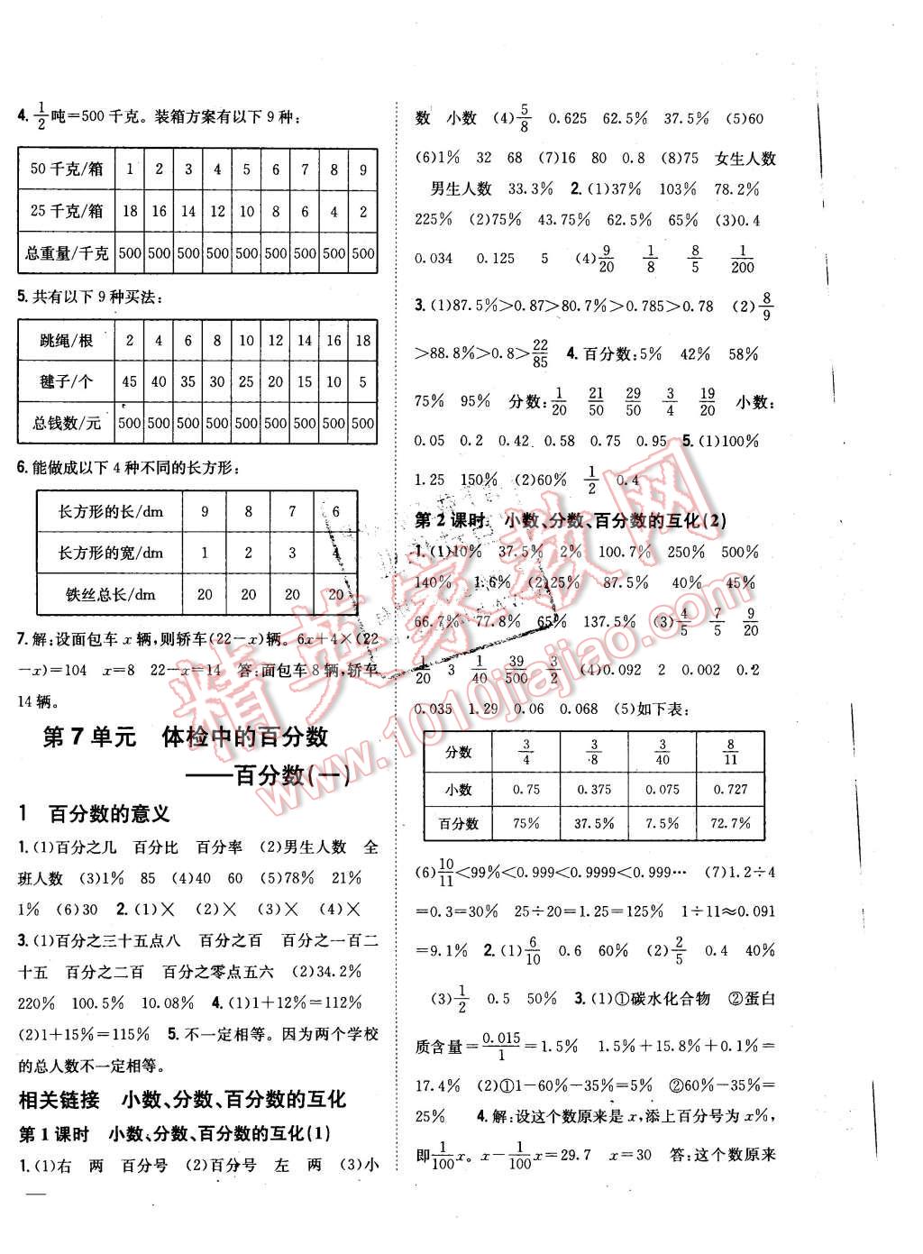 2015年全科王同步課時練習(xí)六年級數(shù)學(xué)上冊青島版 第8頁