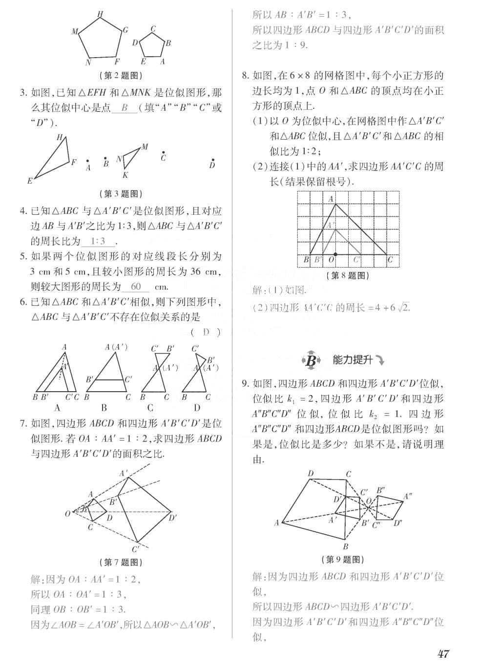 2015年一課一案創(chuàng)新導(dǎo)學(xué)九年級(jí)數(shù)學(xué)上冊北師大版 訓(xùn)練案參考答案第247頁