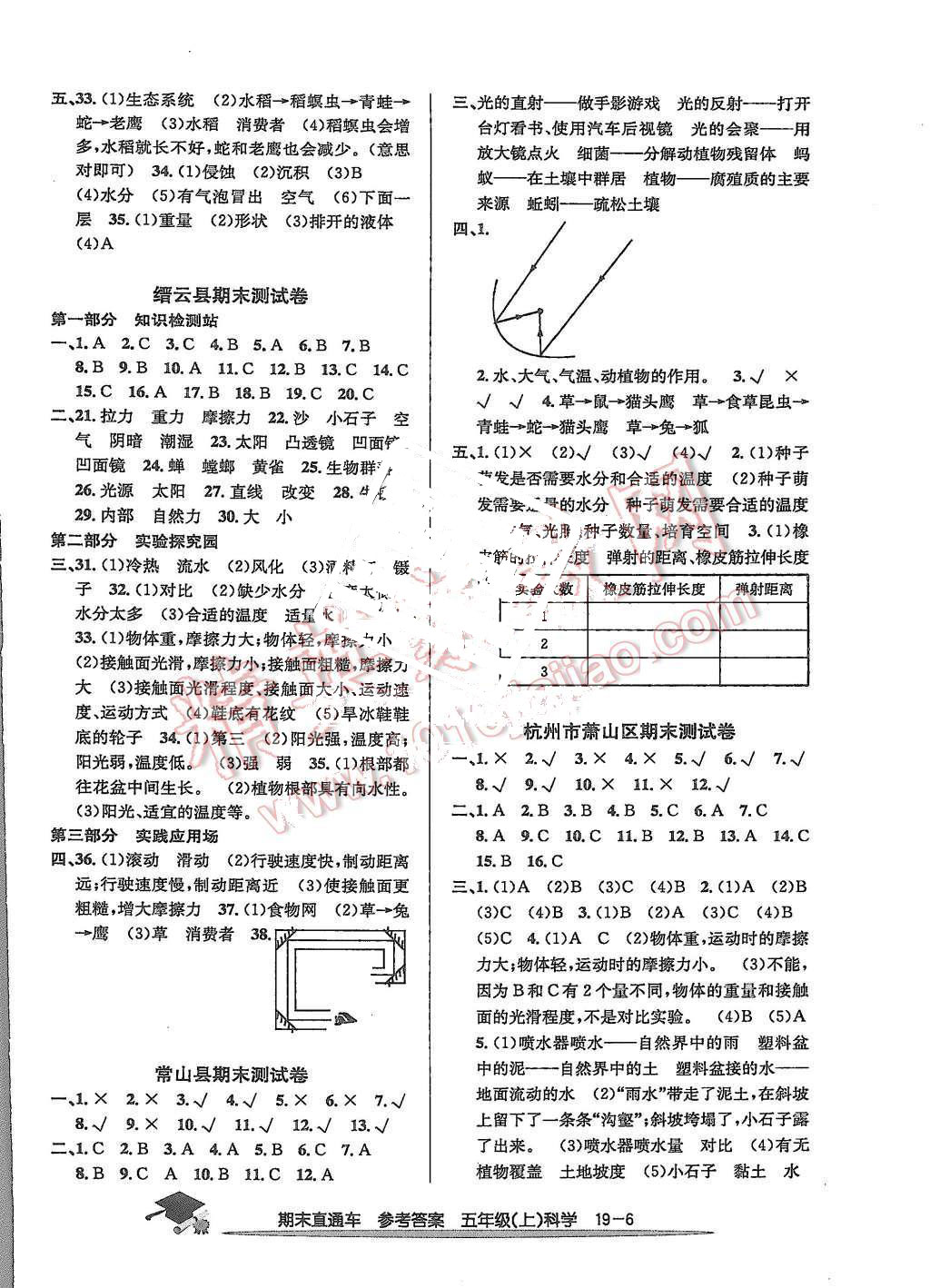 2015年期末直通車五年級科學(xué)上冊 第6頁