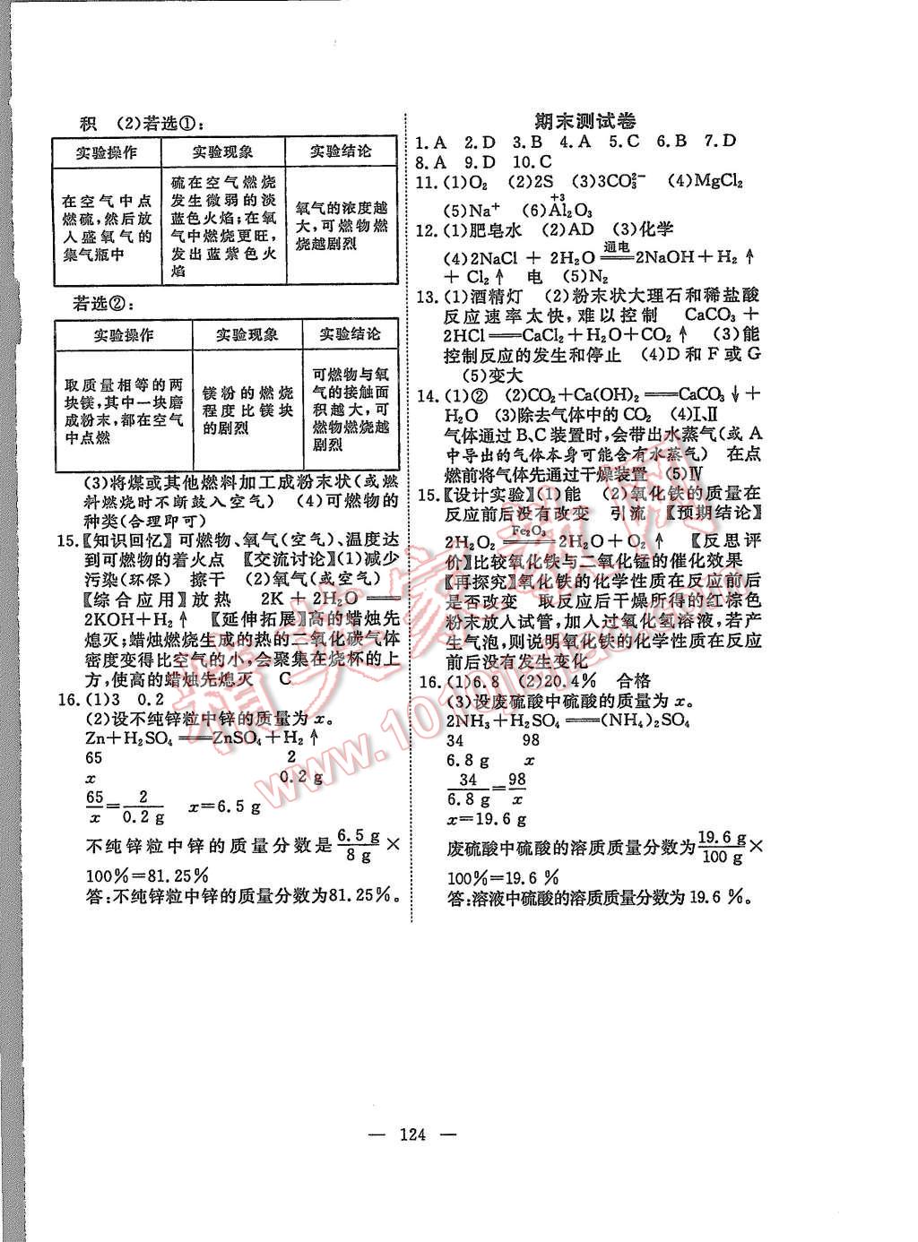 2015年体验型学案体验新知高效练习九年级化学上册人教版 第12页