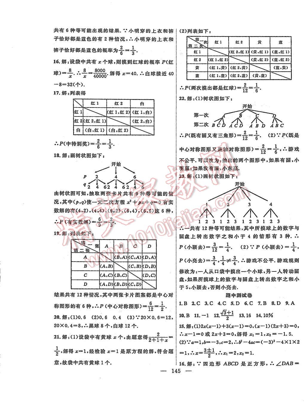 2015年體驗(yàn)型學(xué)案體驗(yàn)新知高效練習(xí)九年級(jí)數(shù)學(xué)上冊(cè)人教版 第21頁(yè)