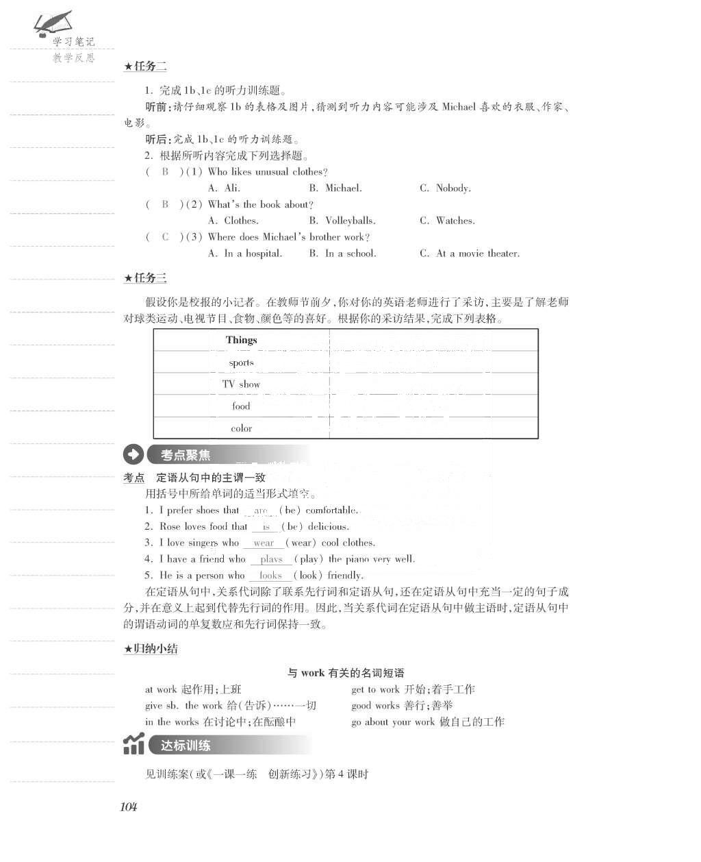 2015年一課一案創(chuàng)新導學九年級英語全一冊人教版 正文參考答案第192頁