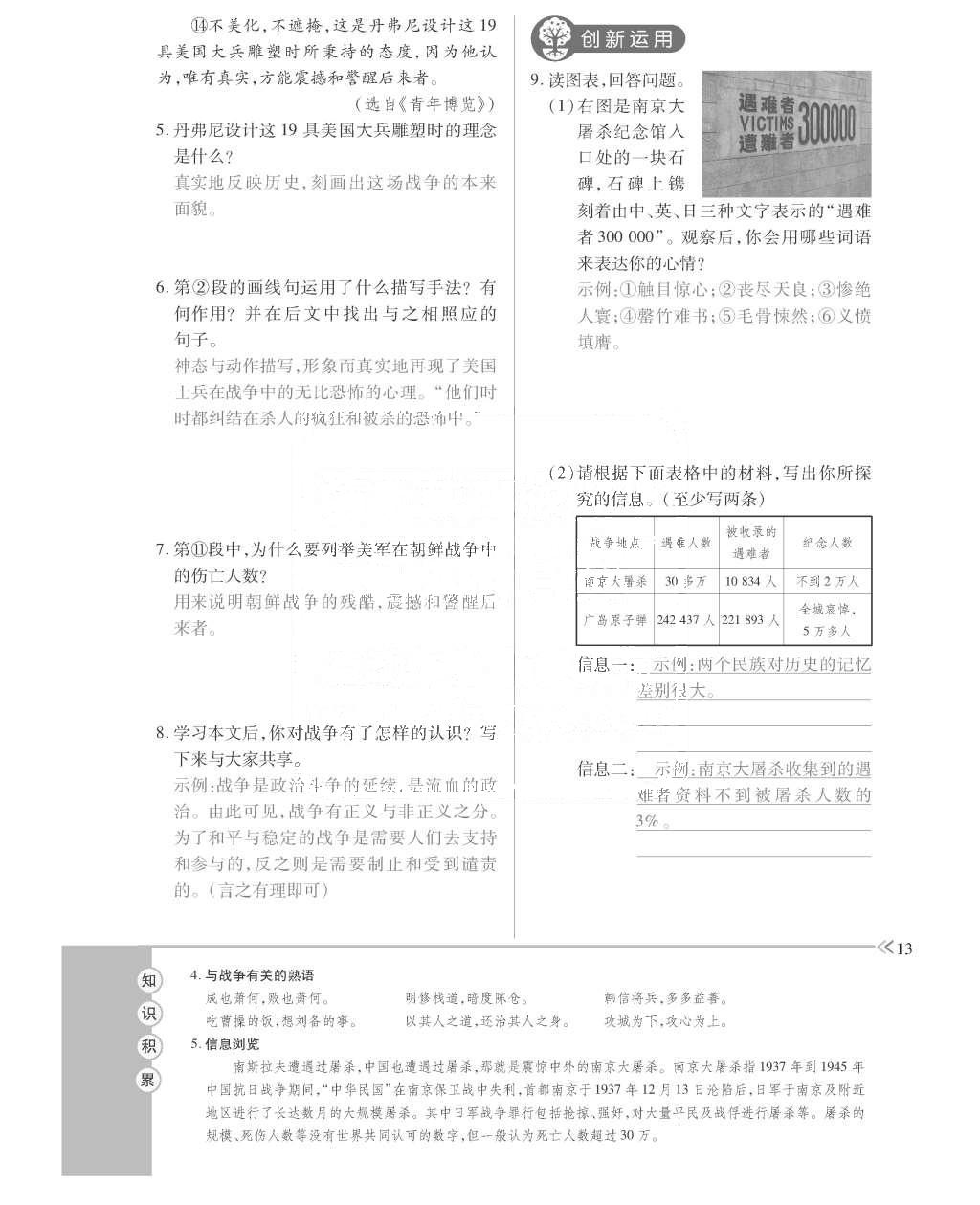 2015年一課一案創(chuàng)新導(dǎo)學(xué)八年級(jí)語(yǔ)文上冊(cè)人教版 訓(xùn)練案參考答案第125頁(yè)