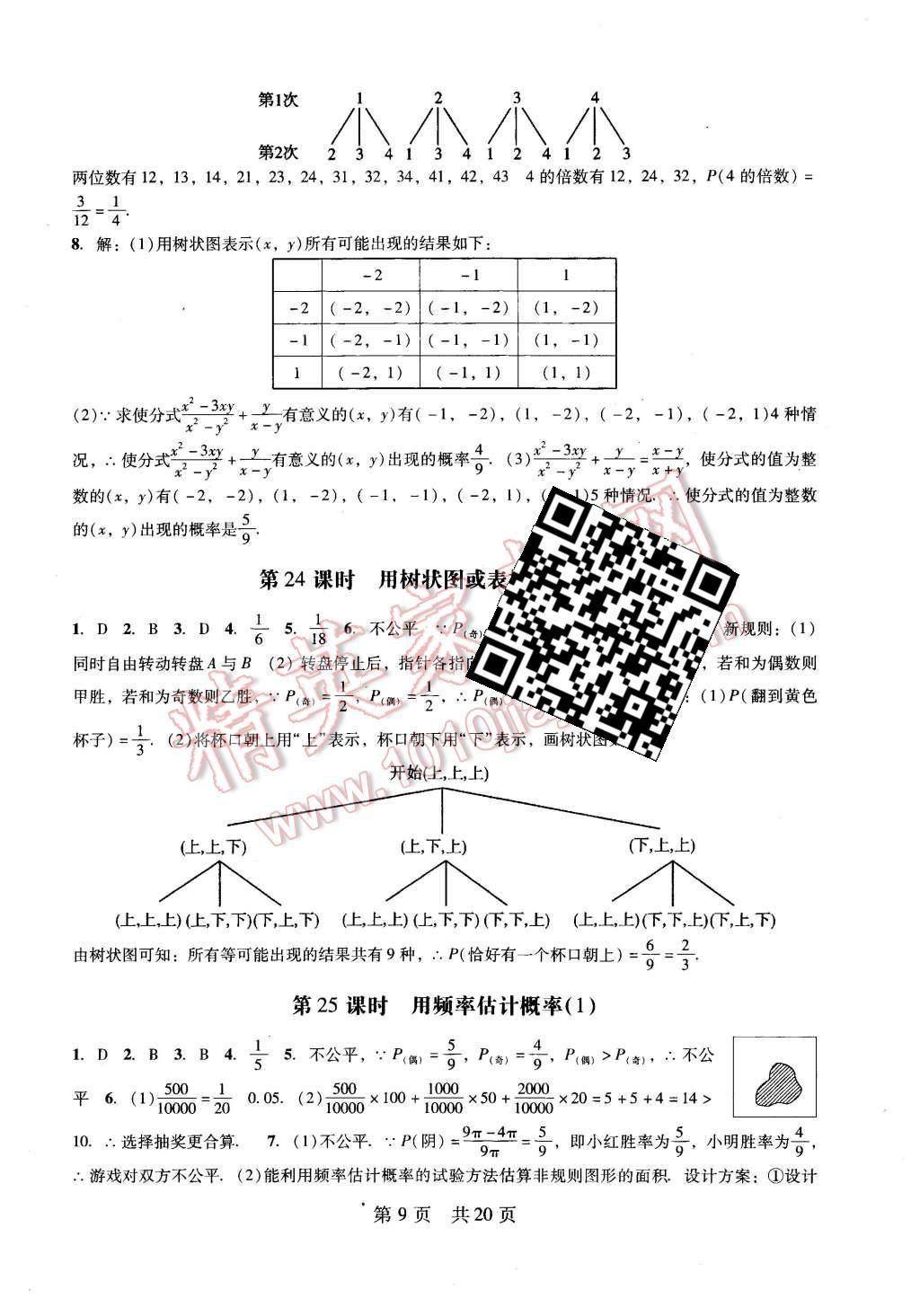 2015年深圳金卷初中數(shù)學(xué)課時作業(yè)AB本九年級上冊 第9頁