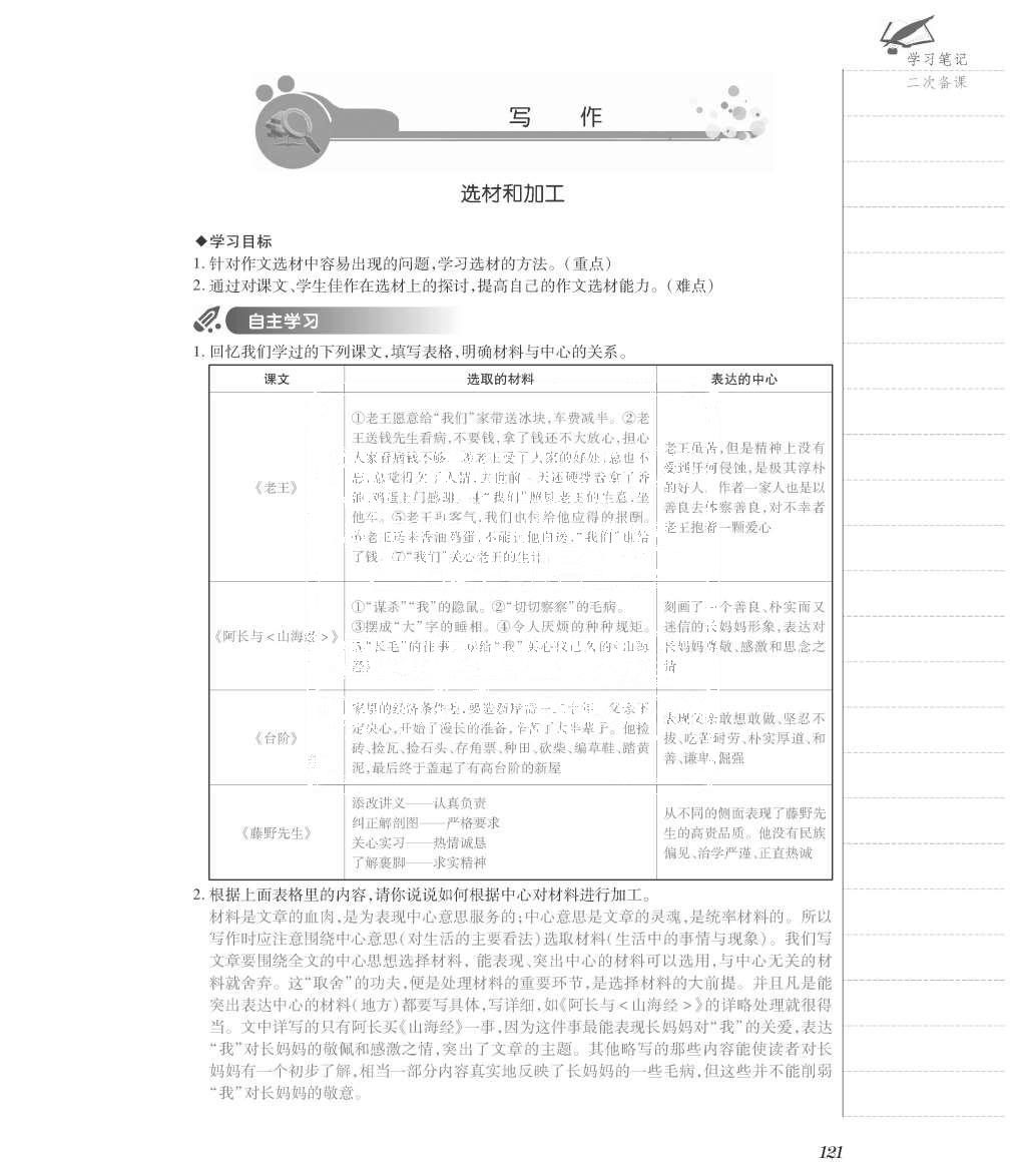 2015年一課一案創(chuàng)新導學九年級語文全一冊人教版 正文參考答案第266頁