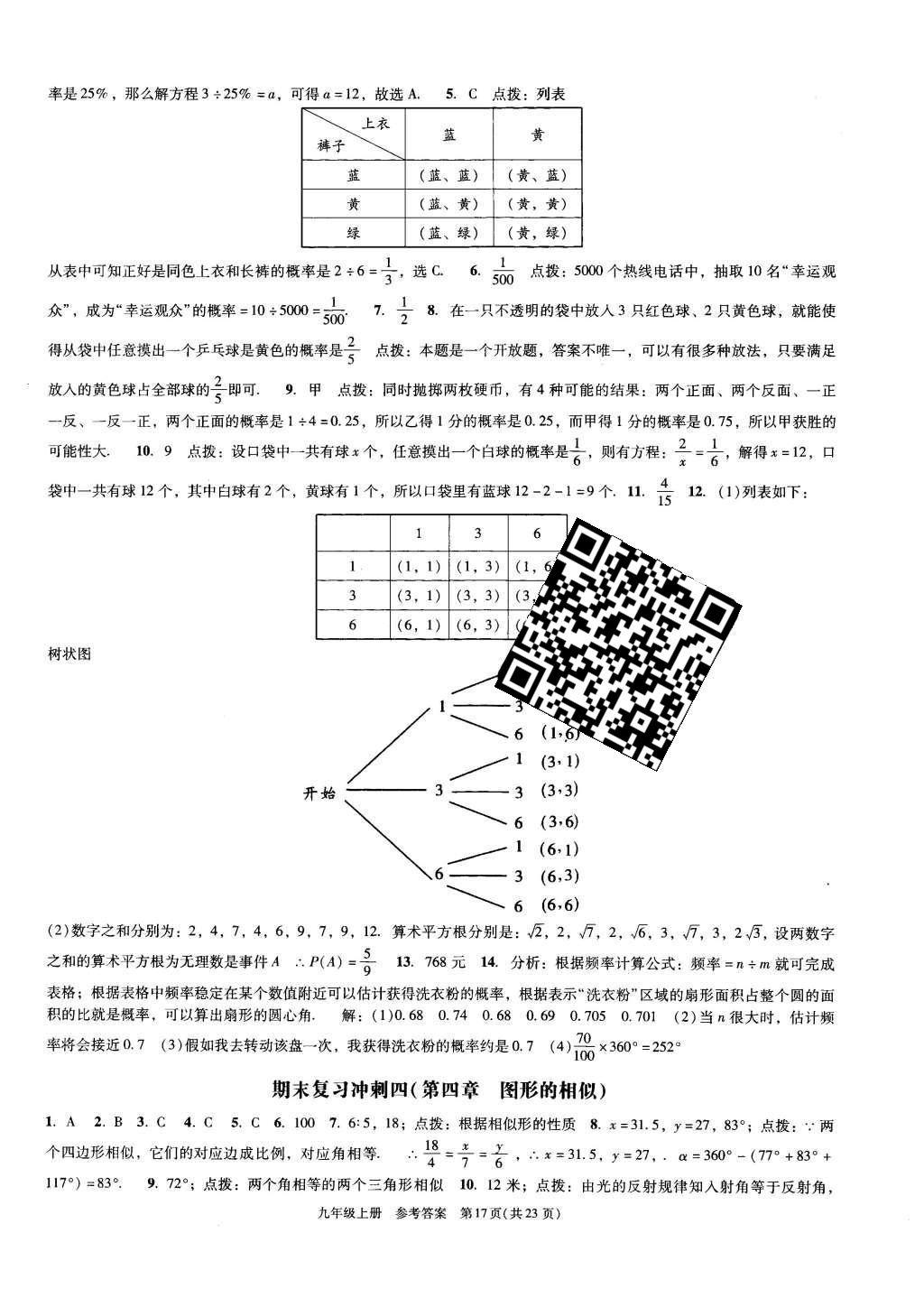 2015年深圳金卷初中數(shù)學課時作業(yè)AB本九年級上冊 參考答案第37頁