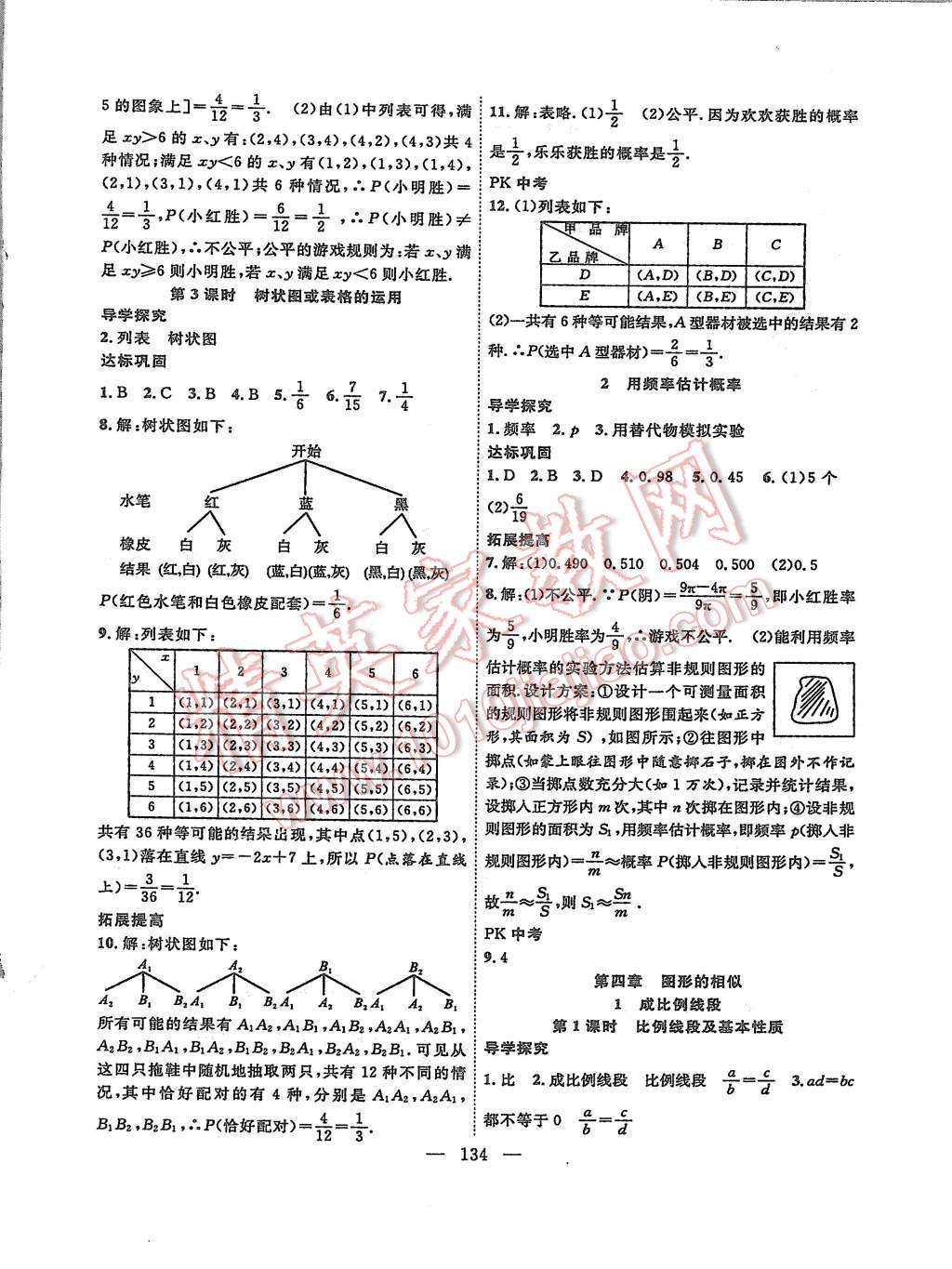 2015年體驗型學(xué)案體驗新知高效練習(xí)九年級數(shù)學(xué)上冊人教版 第10頁