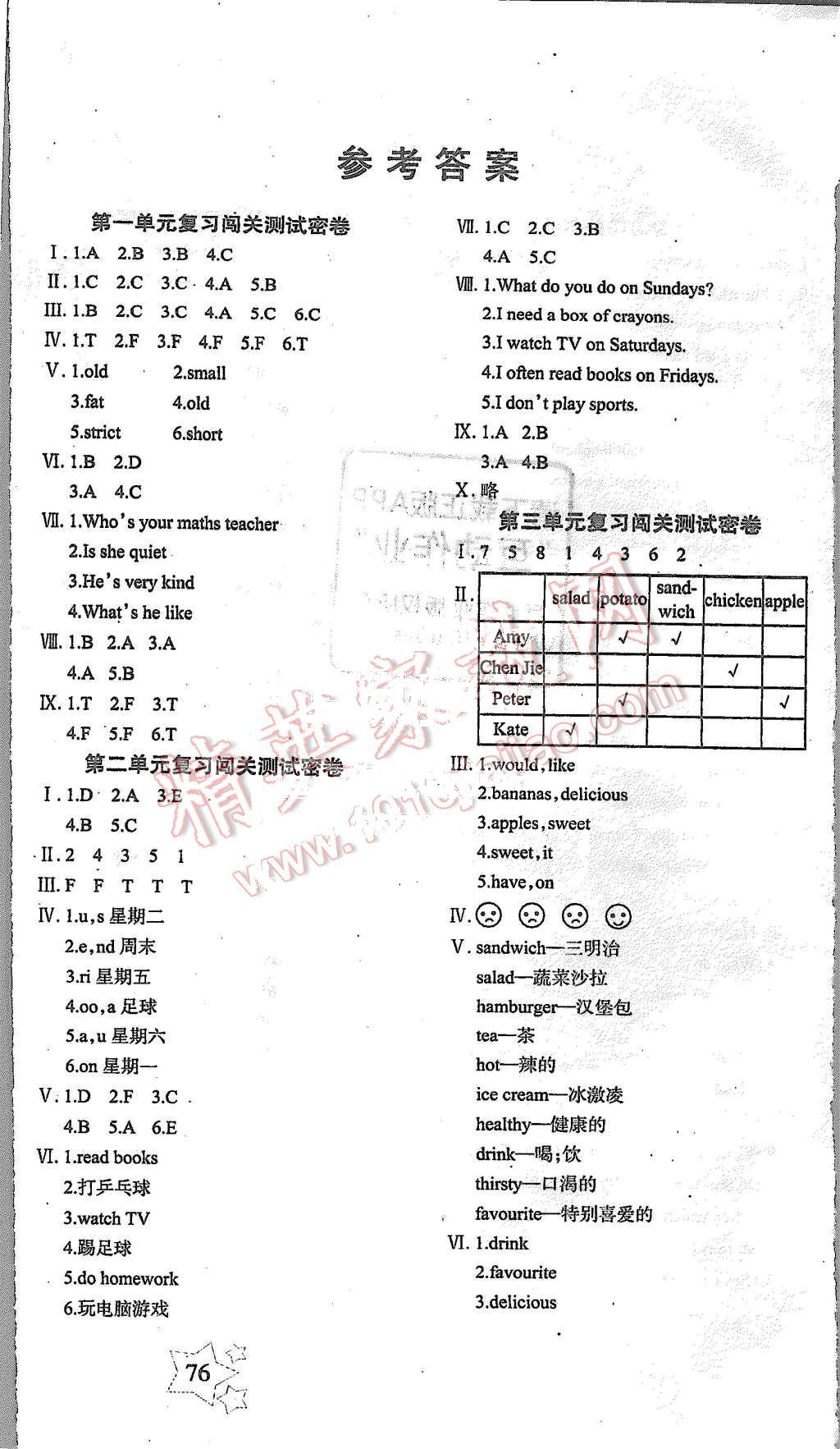 2015年課堂達(dá)優(yōu)期末沖刺100分五年級(jí)英語(yǔ)上冊(cè)人教PEP版 第4頁(yè)