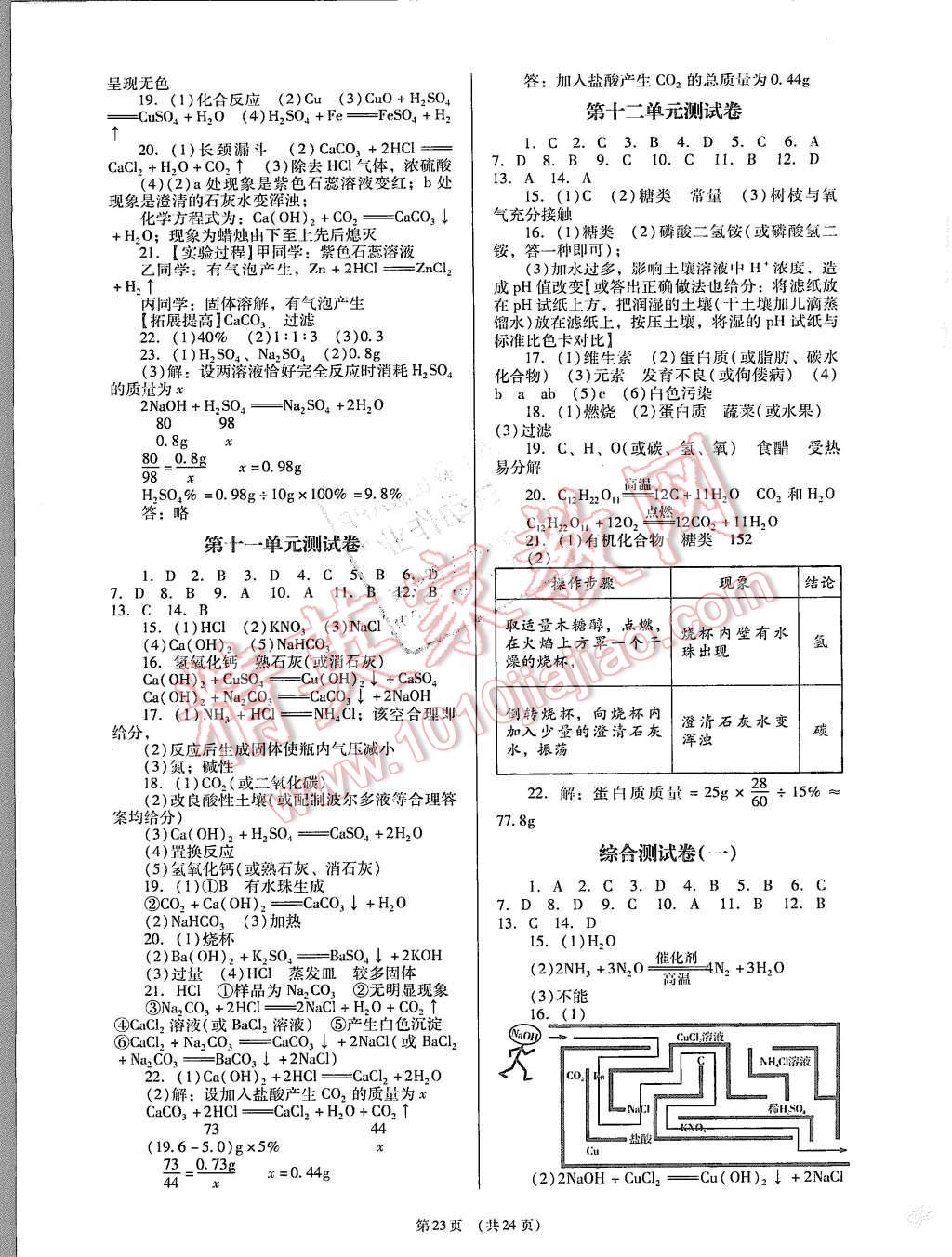 2015年深圳金卷初中化學(xué)導(dǎo)學(xué)案九年級全一冊 第23頁