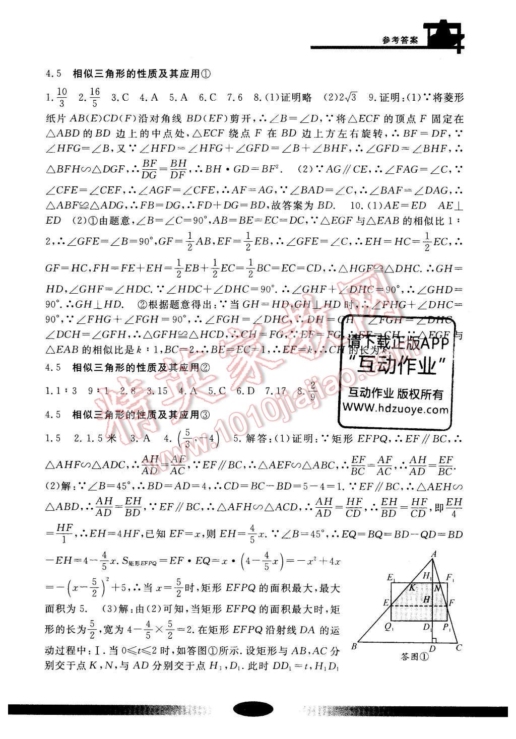 2016年新課標(biāo)學(xué)習(xí)方法指導(dǎo)叢書九年級數(shù)學(xué)上冊 參考答案第11頁