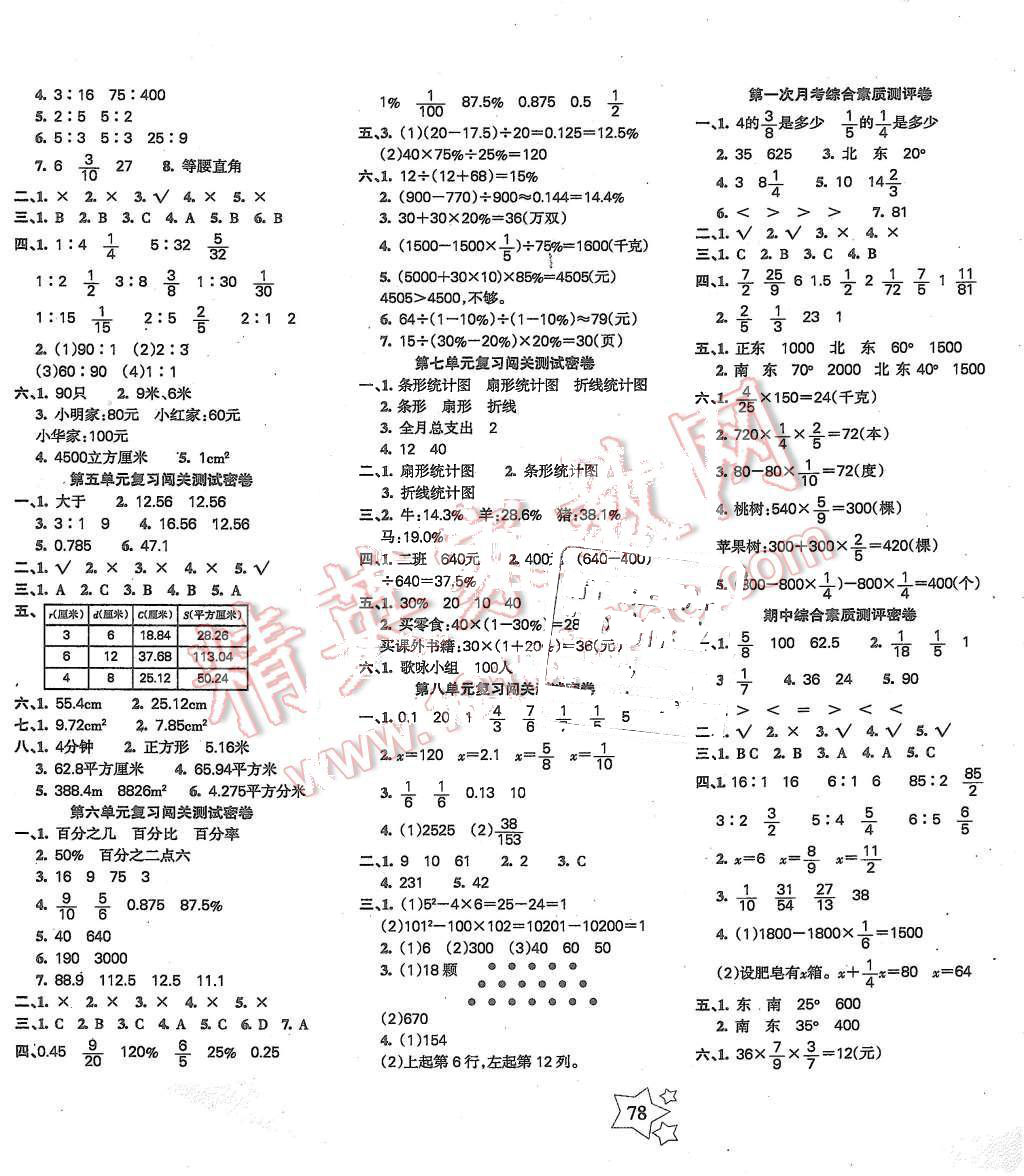 2015年课堂达优期末冲刺100分六年级数学上册人教版 第2页