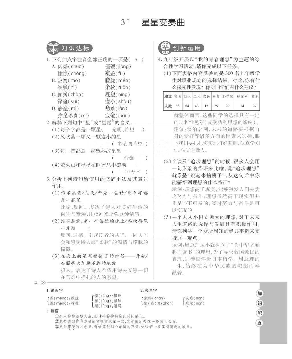 2015年一課一案創(chuàng)新導(dǎo)學(xué)九年級(jí)語(yǔ)文全一冊(cè)人教版 訓(xùn)練案參考答案第48頁(yè)