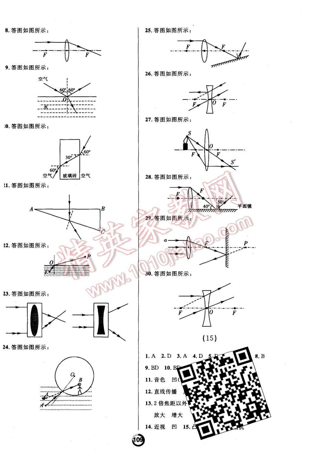 2015年陽(yáng)光學(xué)業(yè)評(píng)價(jià)八年級(jí)物理上冊(cè)人教版 第9頁(yè)