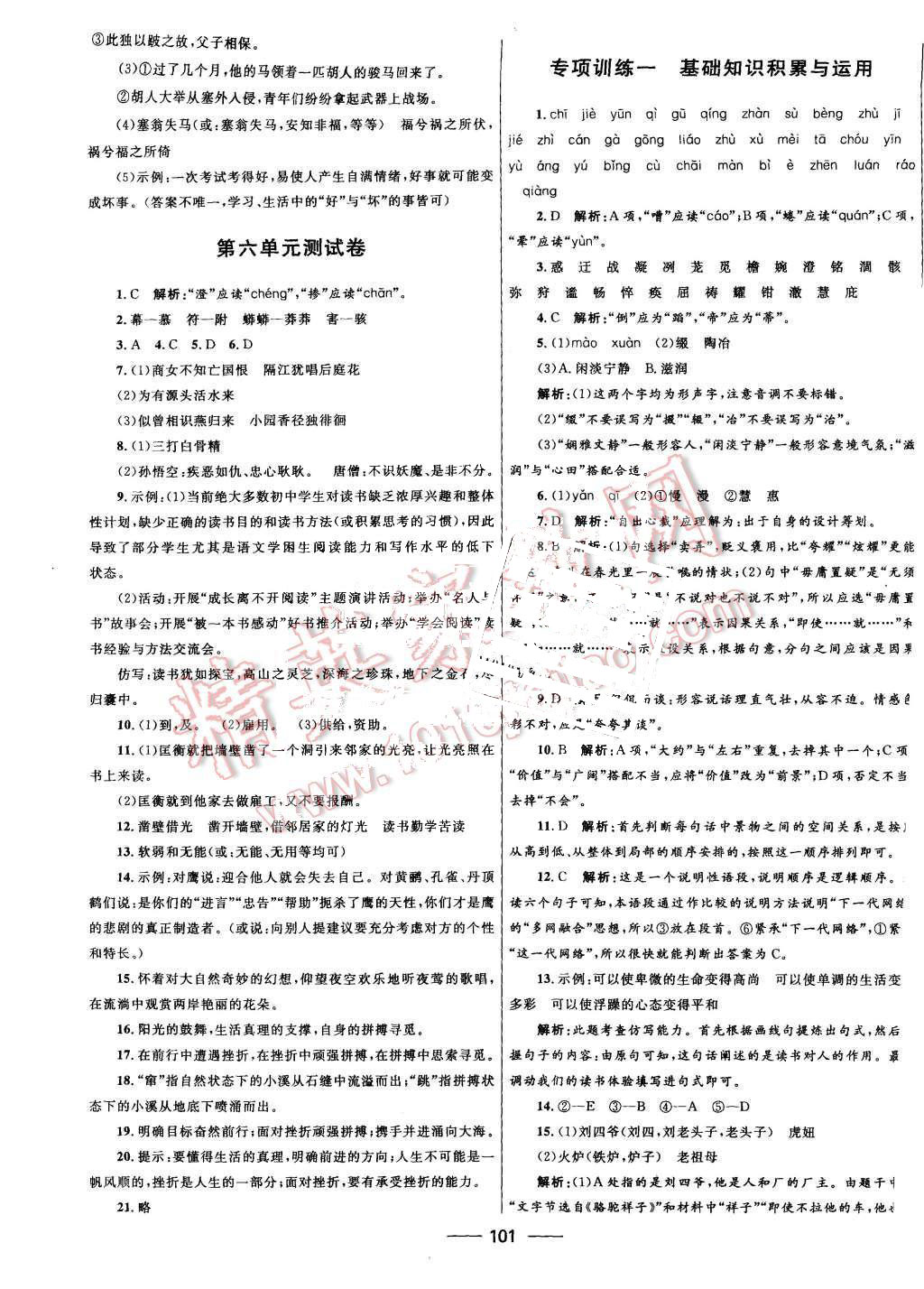 2015年奪冠百分百初中優(yōu)化測(cè)試卷七年級(jí)語(yǔ)文上冊(cè)人教版 第9頁(yè)