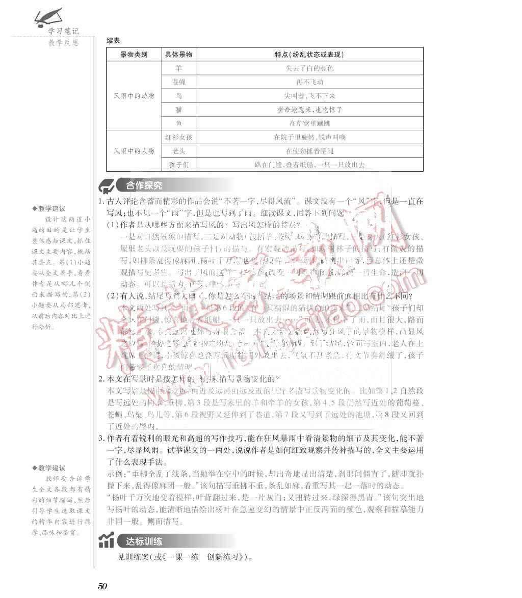 2015年一課一案創(chuàng)新導(dǎo)學(xué)七年級語文上冊人教版 第50頁