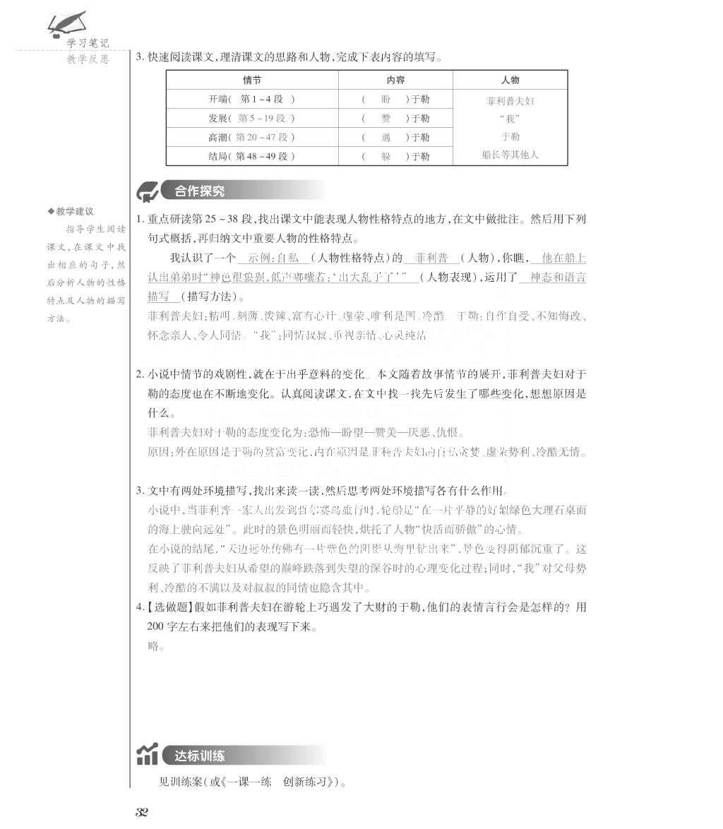 2015年一課一案創(chuàng)新導(dǎo)學(xué)九年級(jí)語(yǔ)文全一冊(cè)人教版 正文參考答案第177頁(yè)