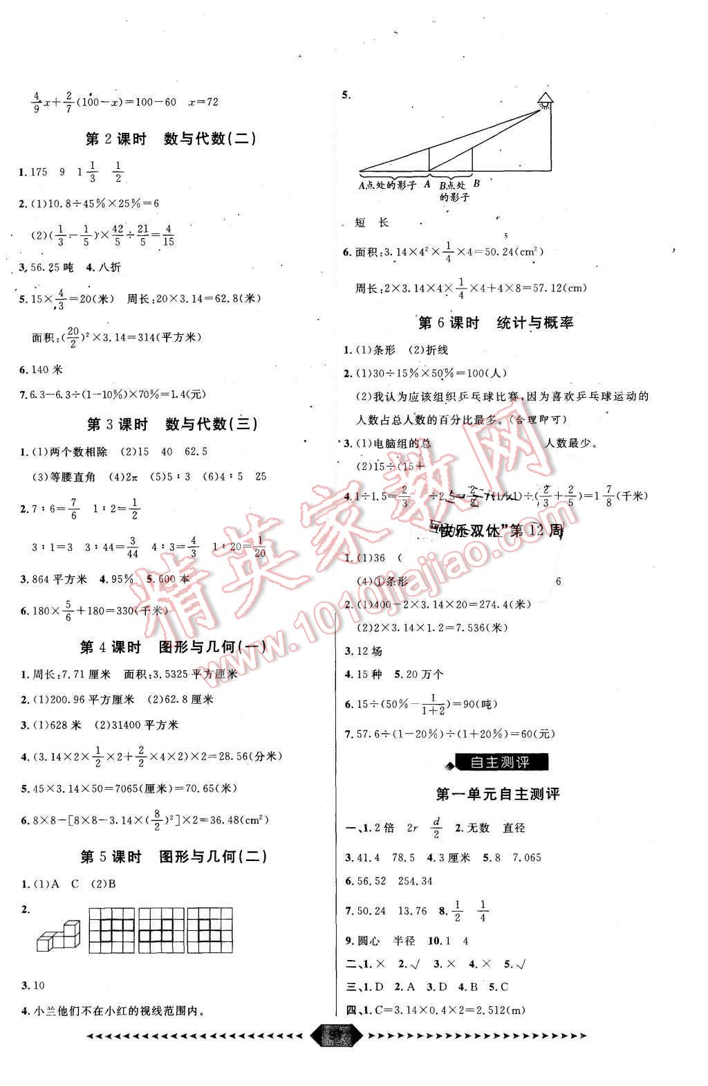 2015年陽光計(jì)劃第一步六年級數(shù)學(xué)上冊北師大版 第9頁