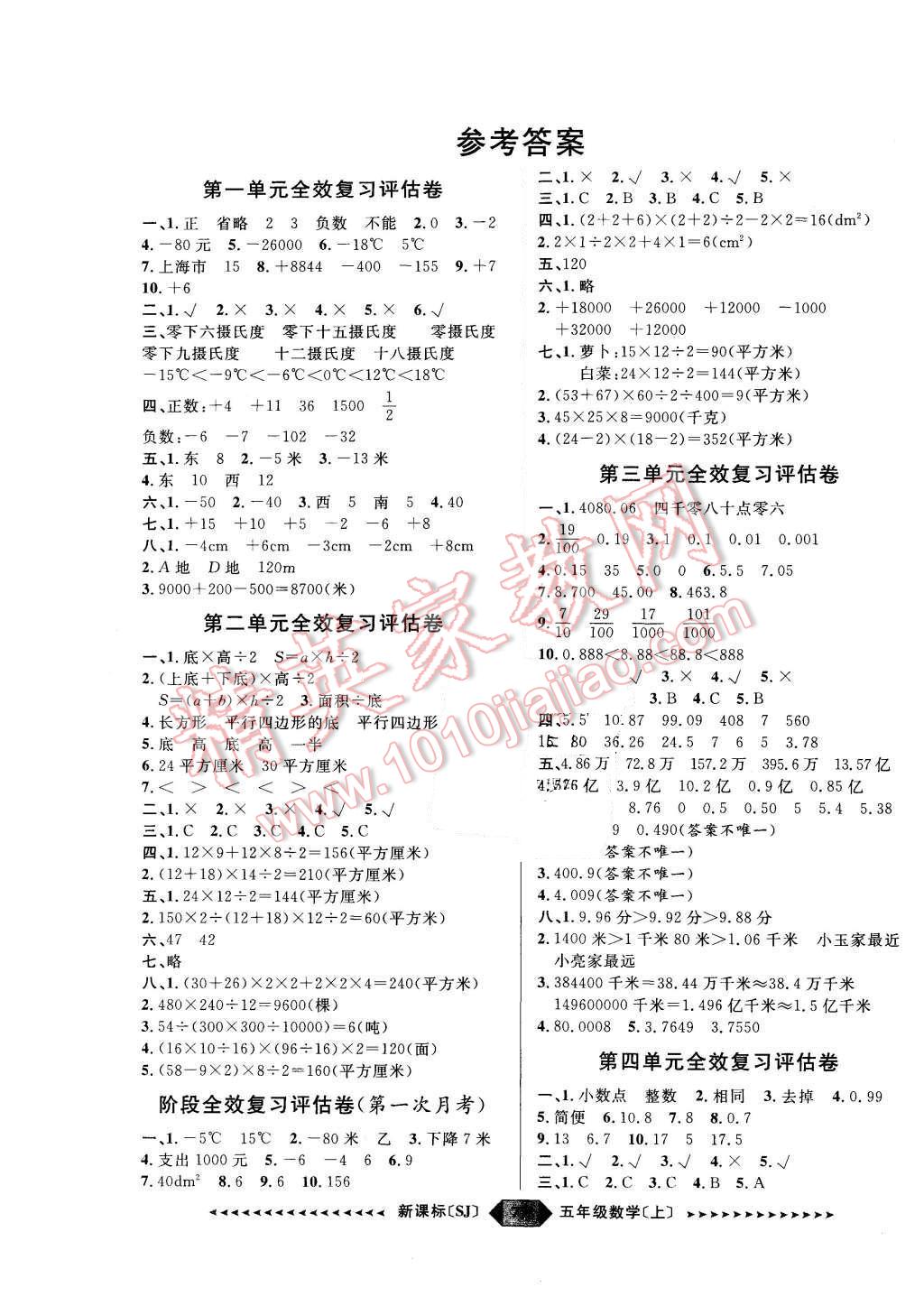 2015年阳光计划第二步五年级数学上册苏教版 第1页