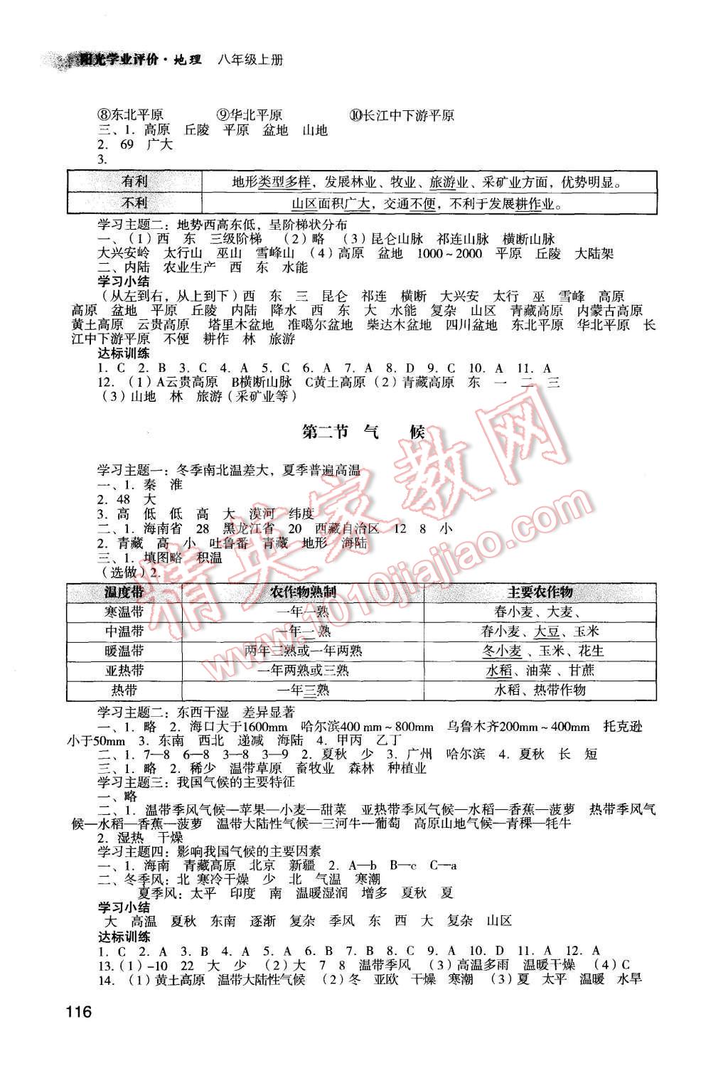 2015年陽光學(xué)業(yè)評價八年級地理上冊人教版 第3頁