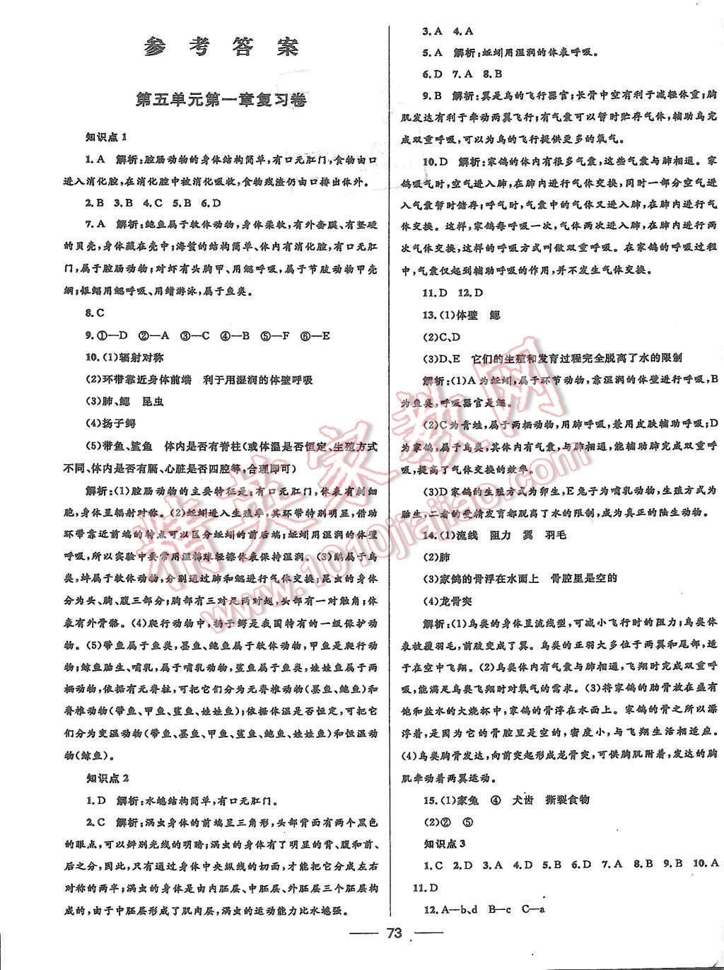 2015年夺冠百分百初中优化测试卷八年级生物上册人教版 第1页