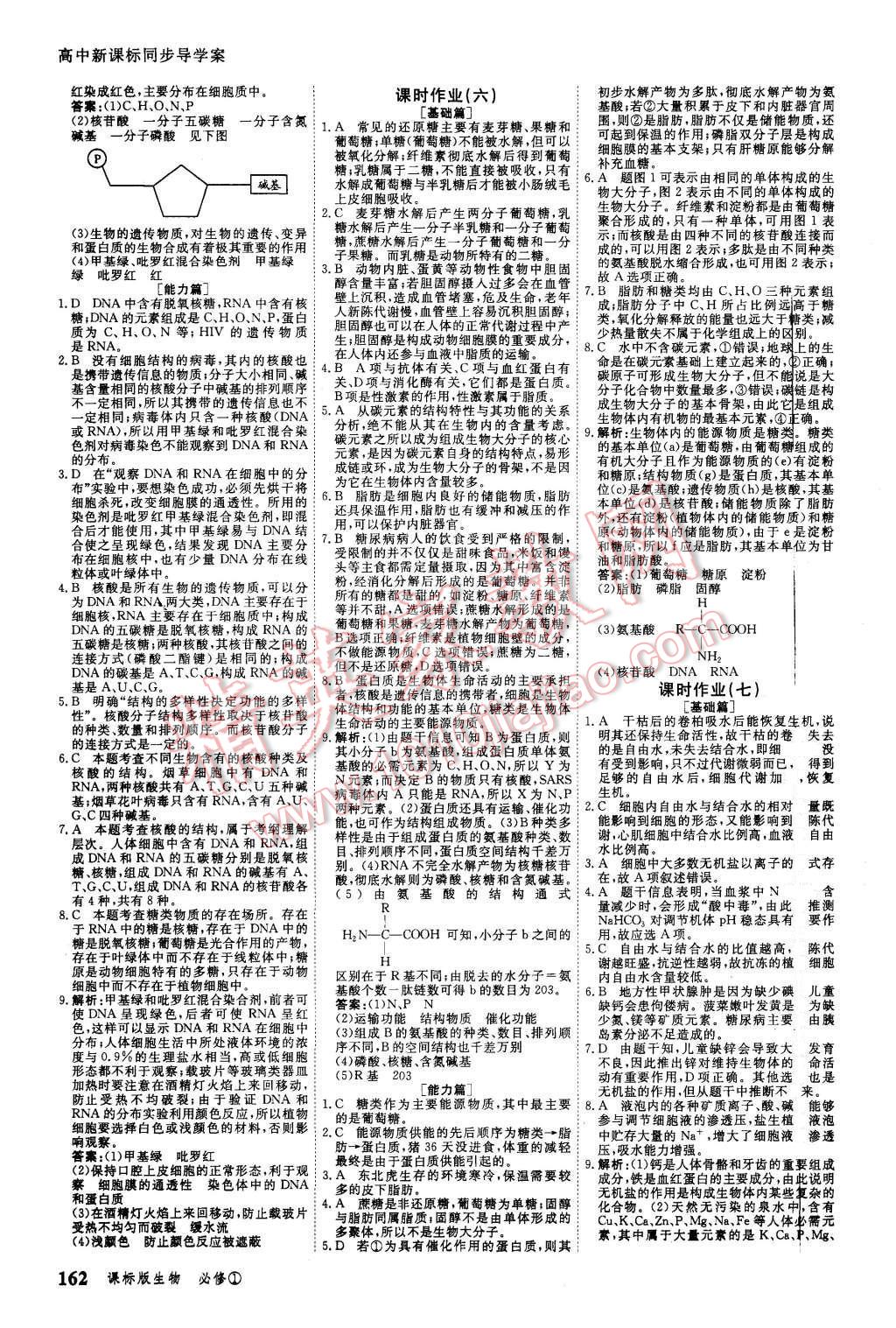 2015年與名師對(duì)話高中新課標(biāo)同步導(dǎo)學(xué)案生物必修1課標(biāo)版 第12頁(yè)