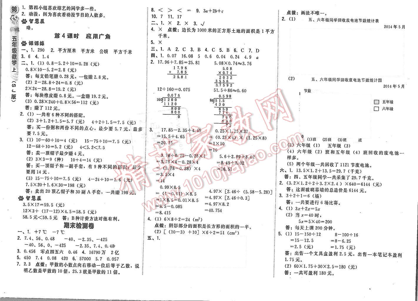 2015年綜合應用創(chuàng)新題典中點五年級數(shù)學上冊蘇教版 第16頁