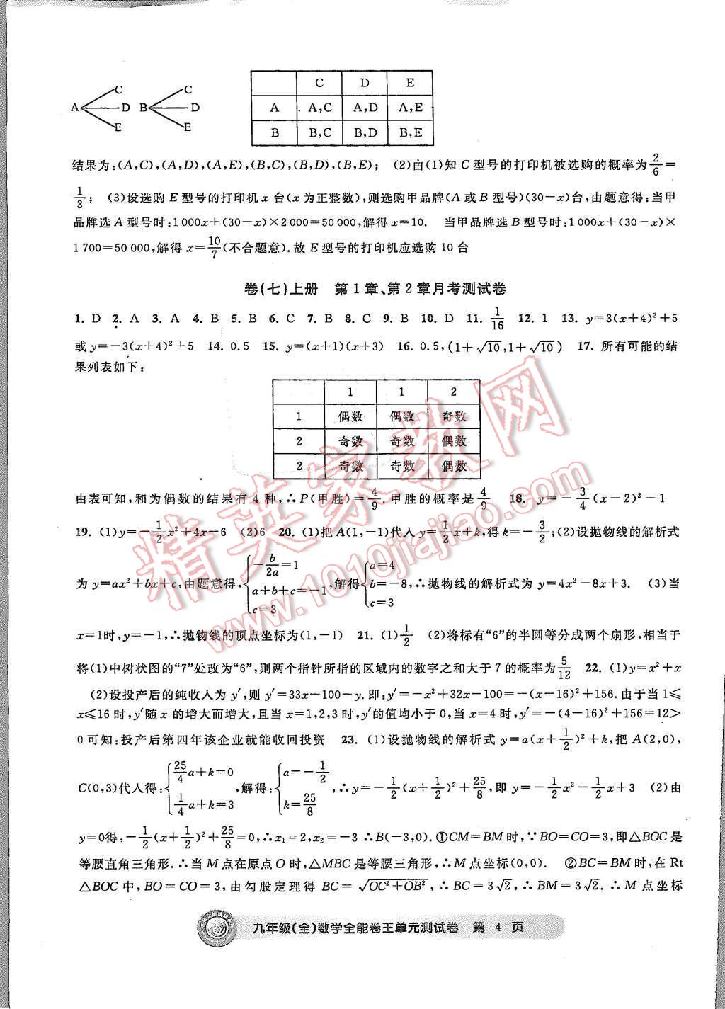 2015年全能卷王单元测试卷九年级数学全一册 第4页