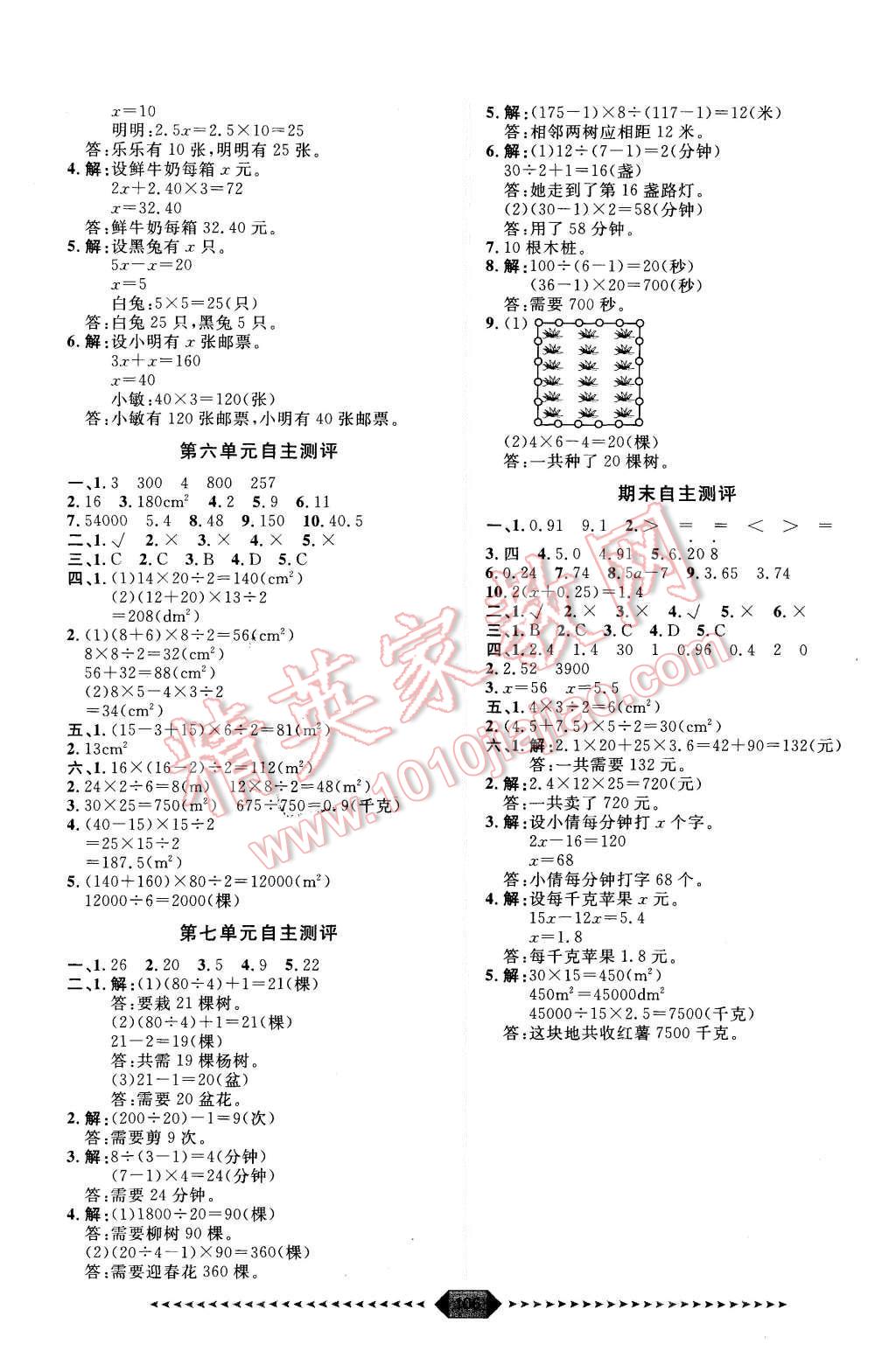 2015年阳光计划第一步五年级数学上册人教版 第12页