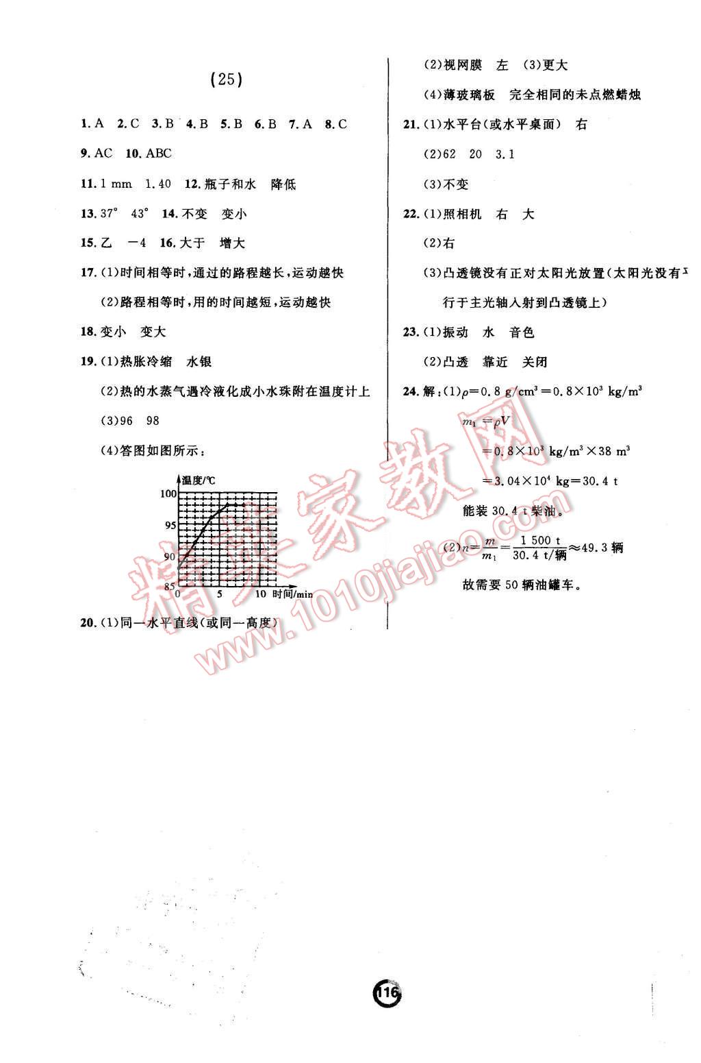 2015年誠(chéng)成教育學(xué)業(yè)評(píng)價(jià)八年級(jí)物理上冊(cè)人教版 第16頁(yè)