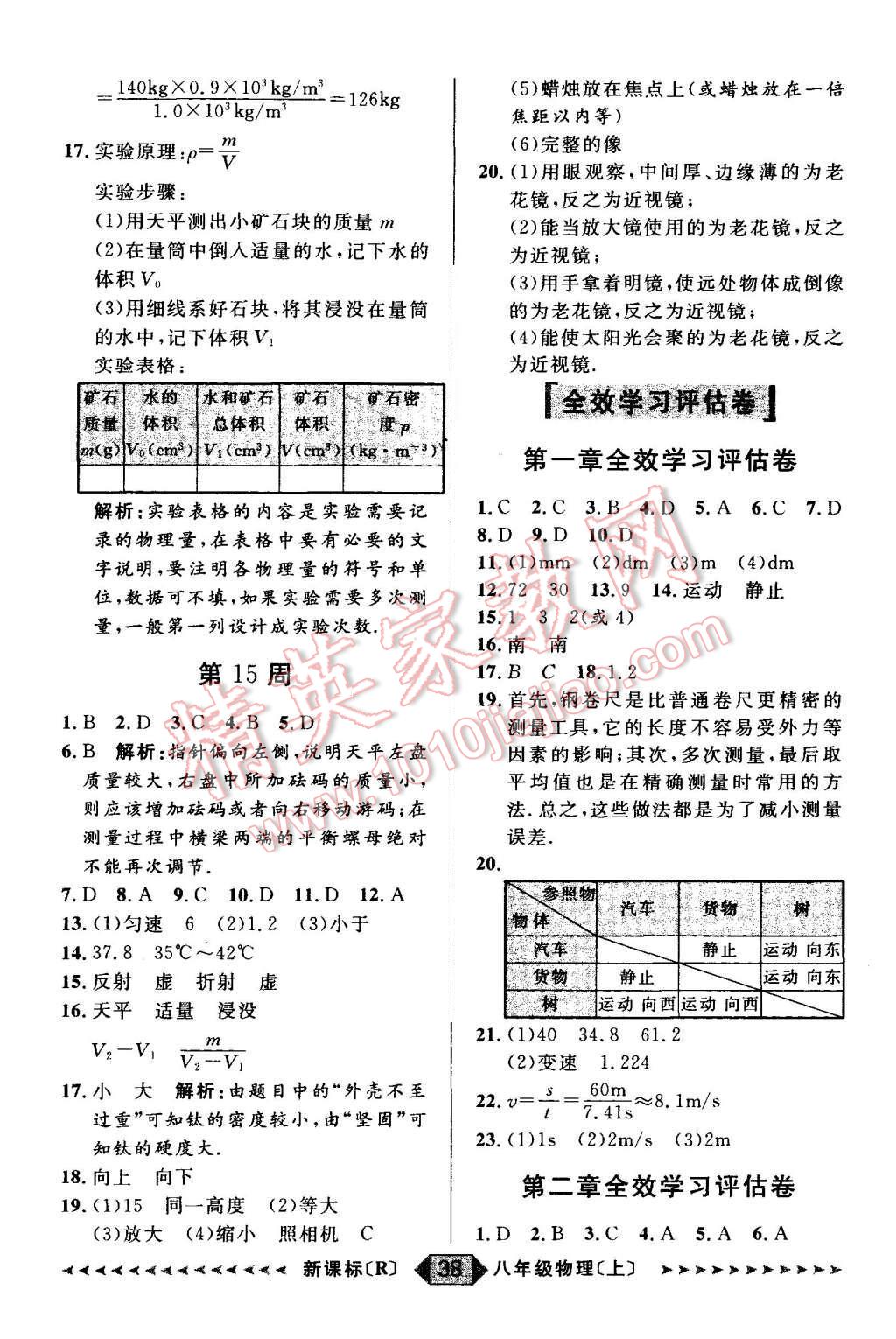 2015年阳光计划八年级物理上册人教版 第38页