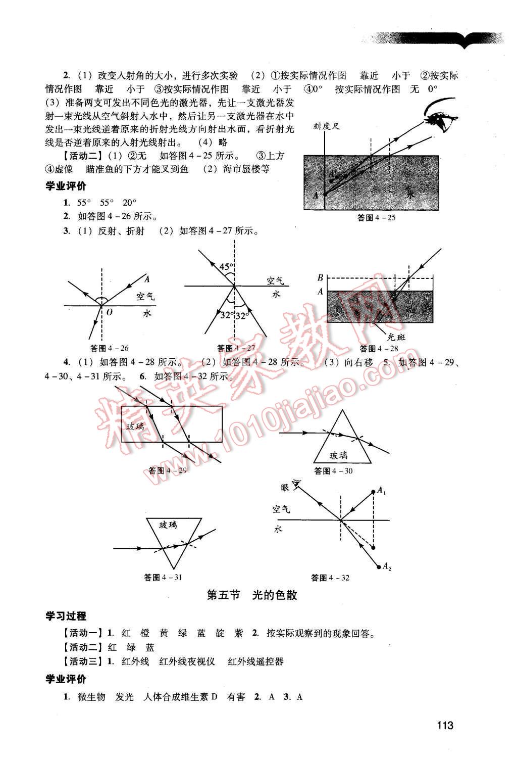 2015年陽光學(xué)業(yè)評(píng)價(jià)八年級(jí)物理上冊(cè)人教版 參考答案第26頁