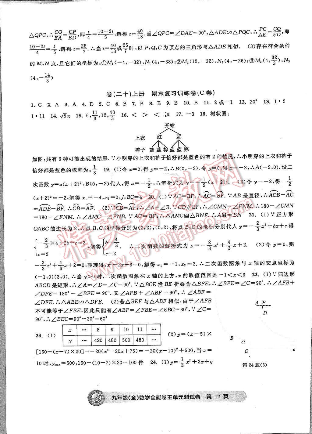 2015年全能卷王單元測試卷九年級數(shù)學全一冊 第12頁