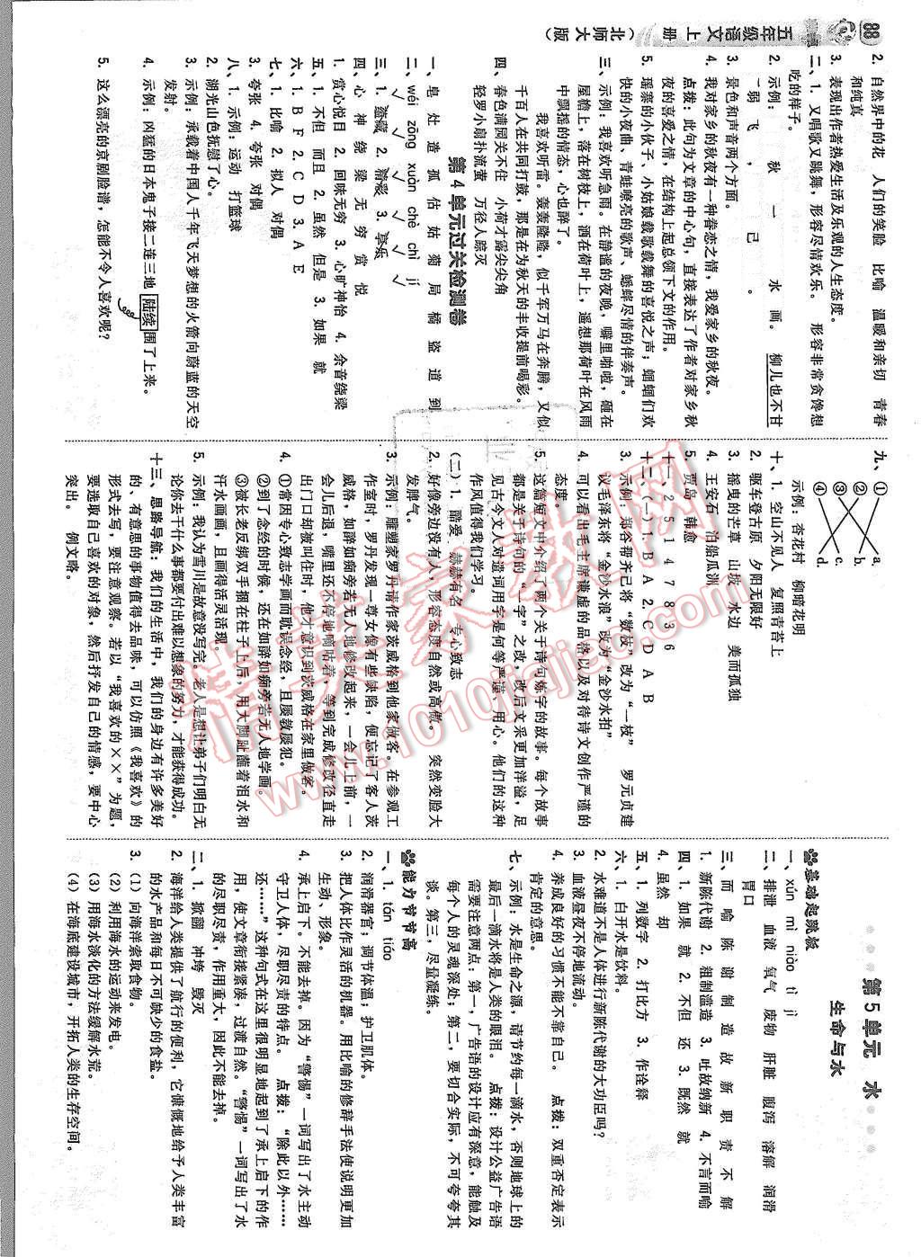 2015年綜合應用創(chuàng)新題典中點五年級語文上冊北師大版 第6頁