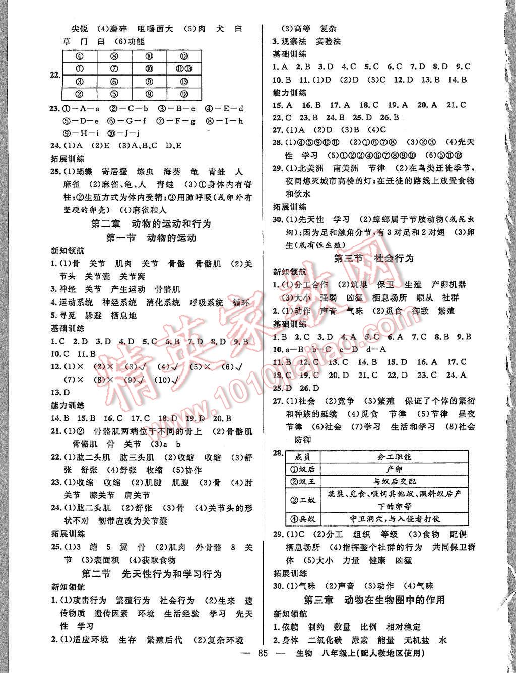 2015年黃岡100分闖關(guān)八年級(jí)生物上冊(cè)人教版 第3頁(yè)