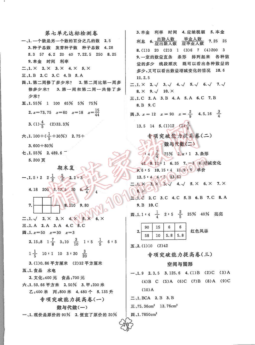 2015年名師名校全能金卷六年級(jí)數(shù)學(xué)上冊(cè)北師大版 第2頁