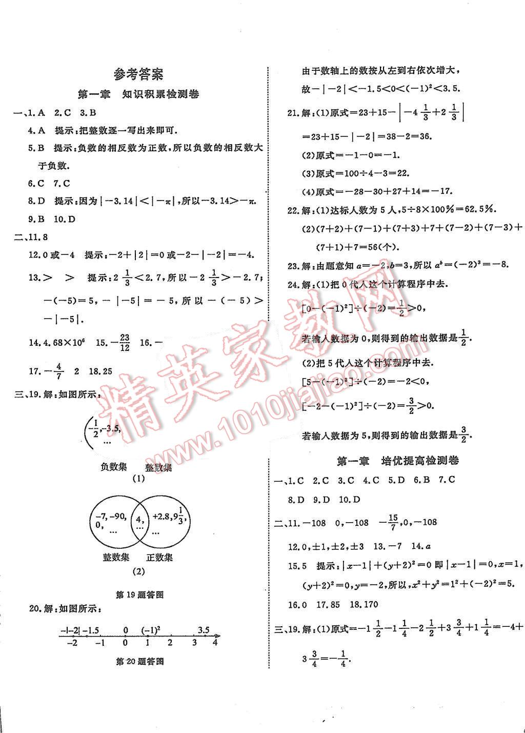 2015年一学通状元大考卷七年级数学上册人教版 第1页