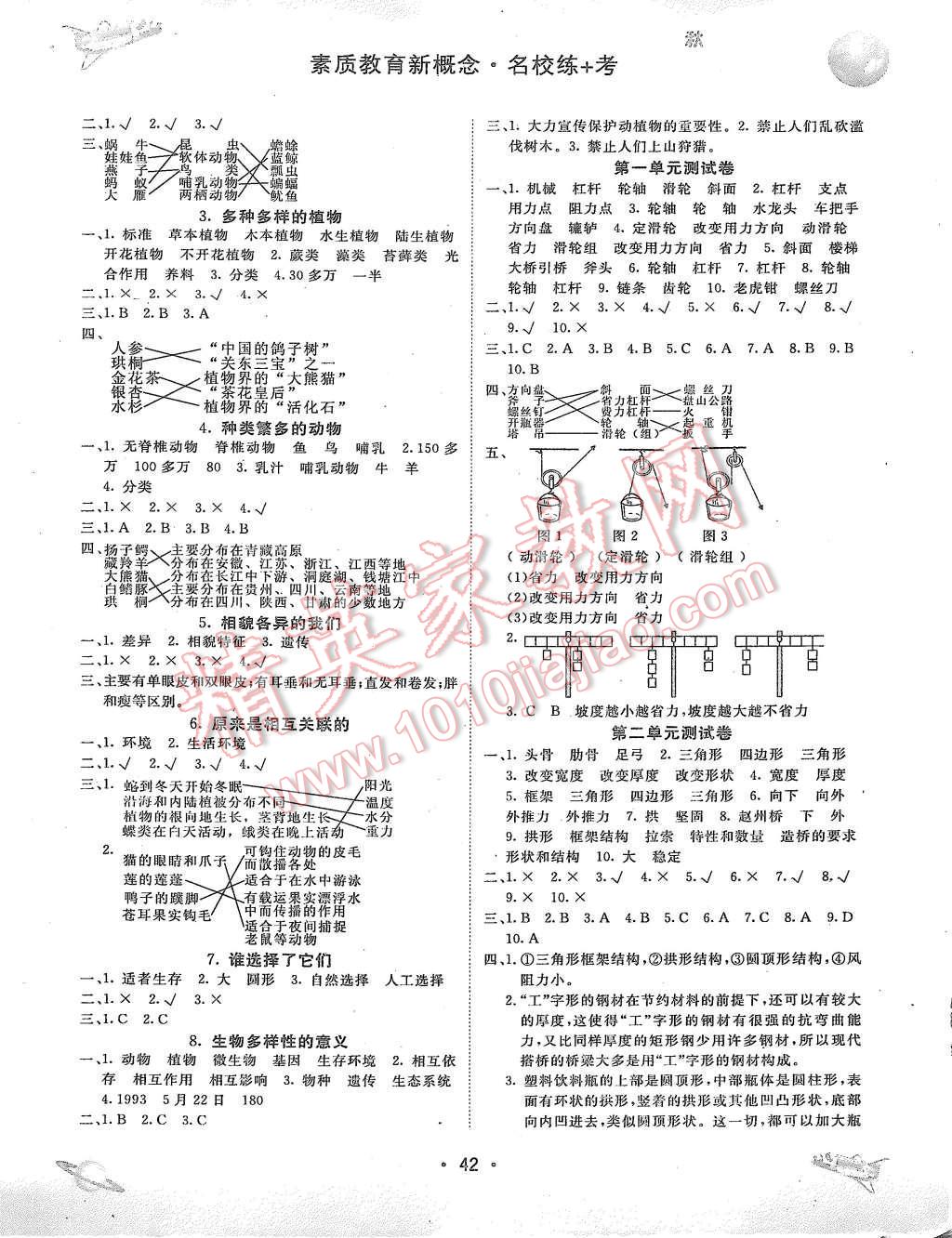 2015年名校練加考六年級科學上冊教科版 第3頁