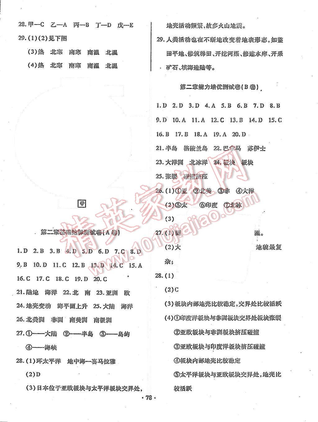 2015年优化夺标单元测试卷七年级地理上册人教版 参考答案第10页