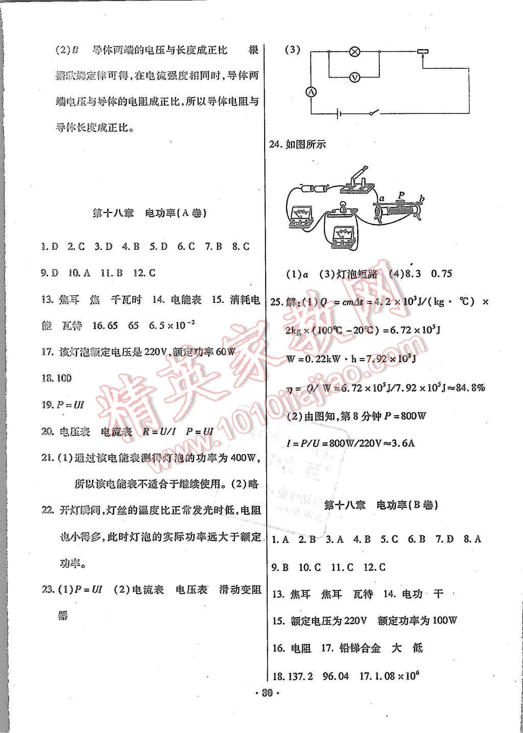 2015年优化夺标单元测试卷九年级物理上册人教版 第8页