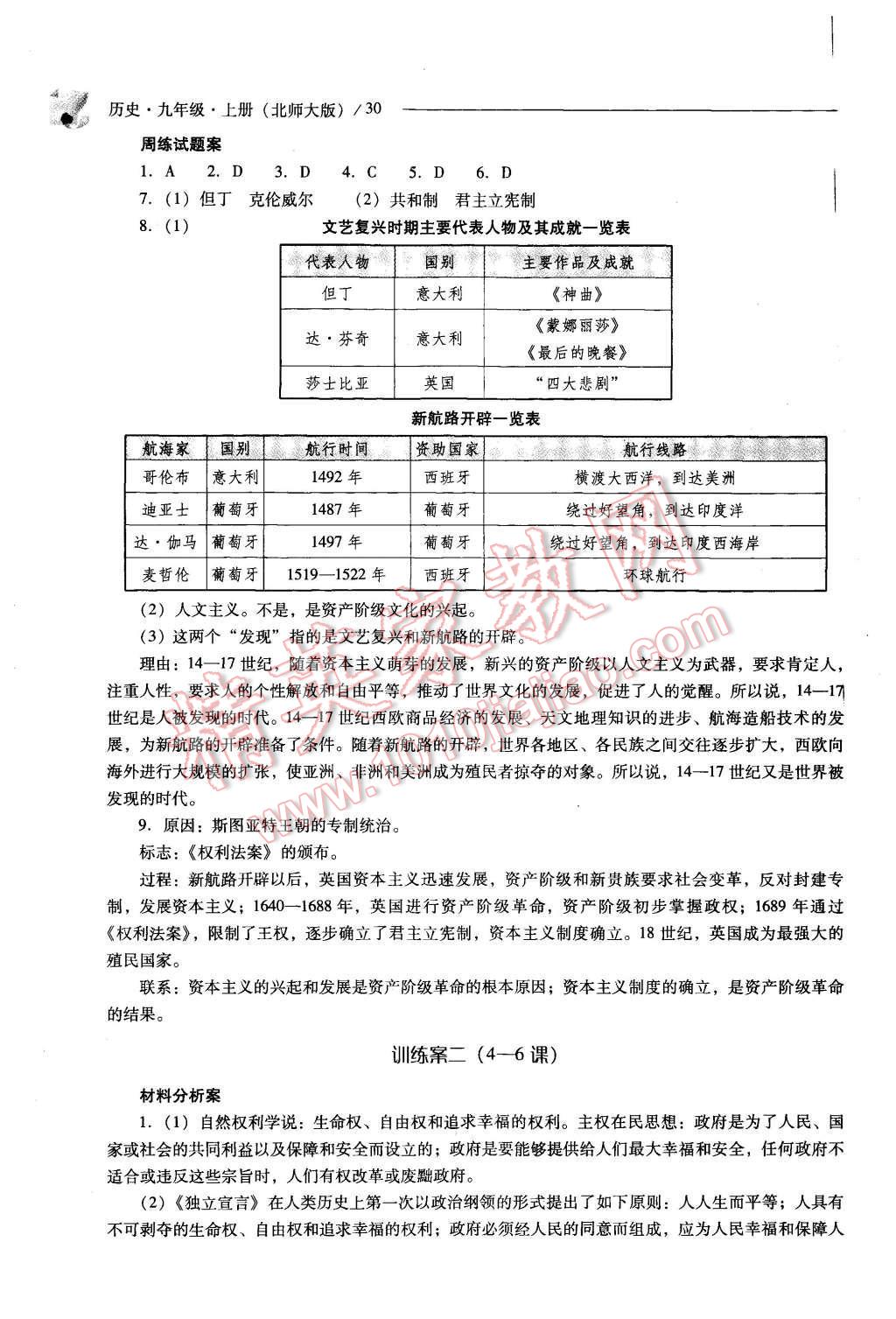 2015年新課程問(wèn)題解決導(dǎo)學(xué)方案九年級(jí)歷史上冊(cè)北師大版 第30頁(yè)